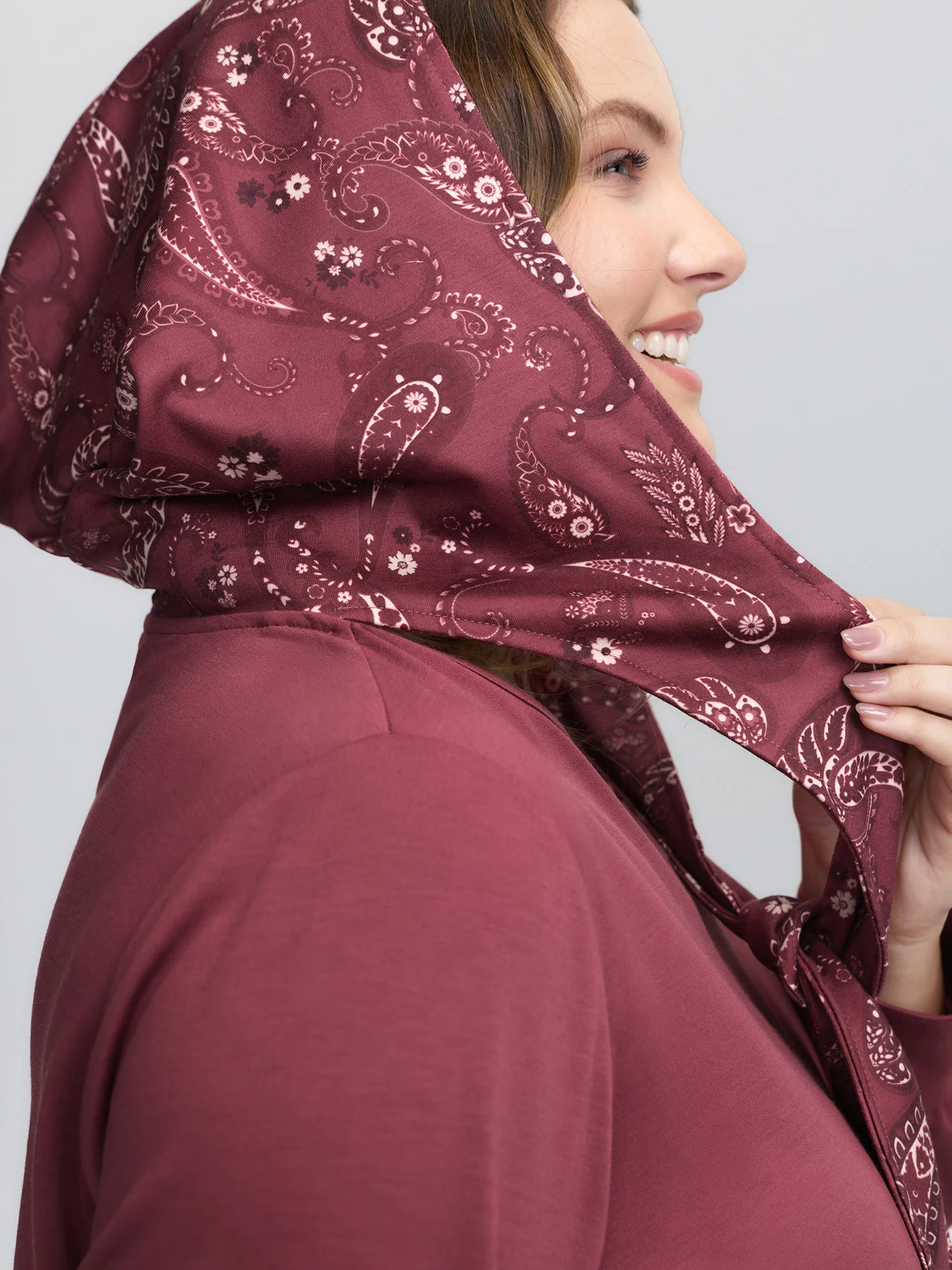 Paisley Hooded Scarf Contrast Hoodie - Image 2