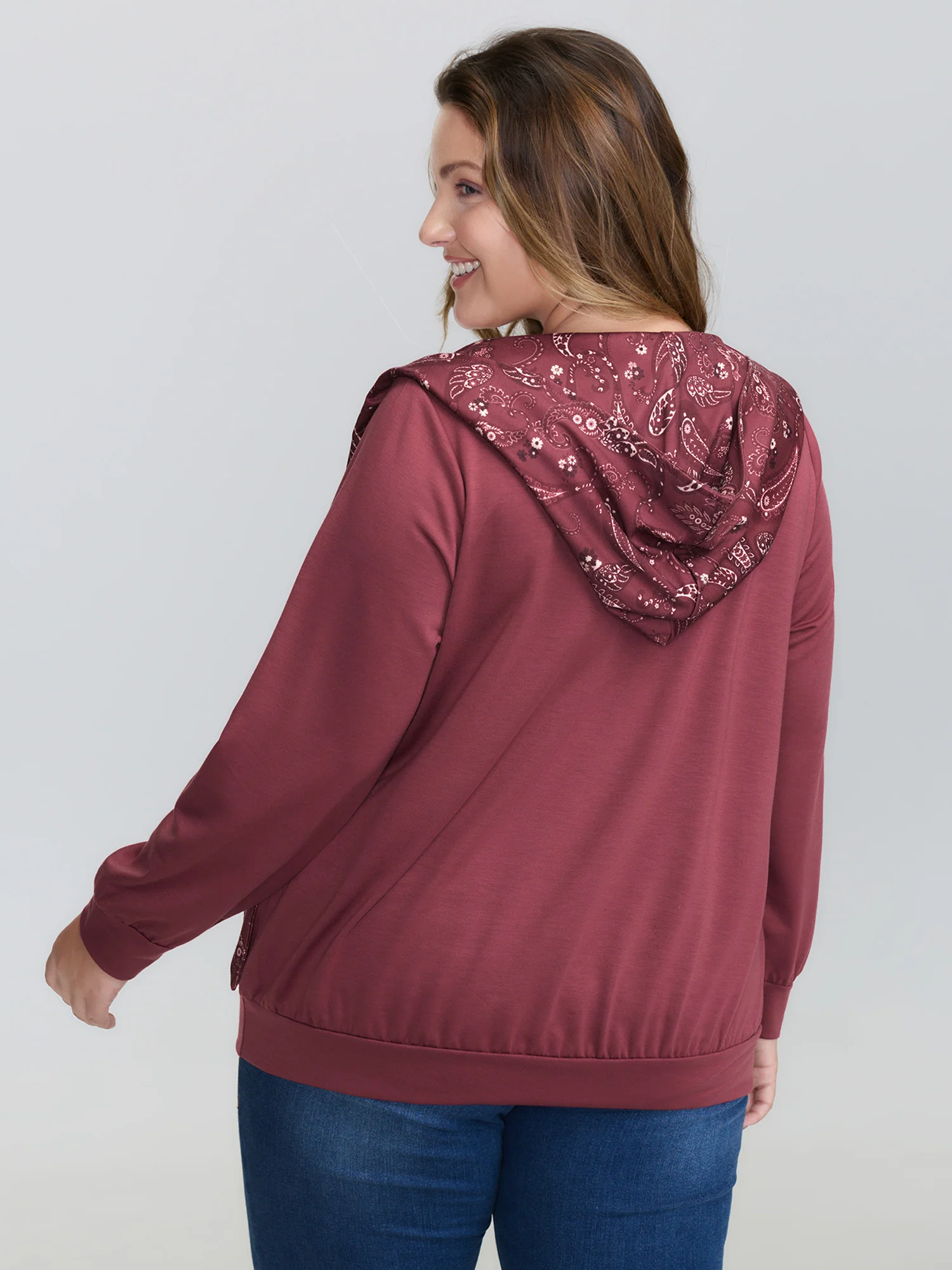 Paisley Hooded Scarf Contrast Hoodie - Image 6
