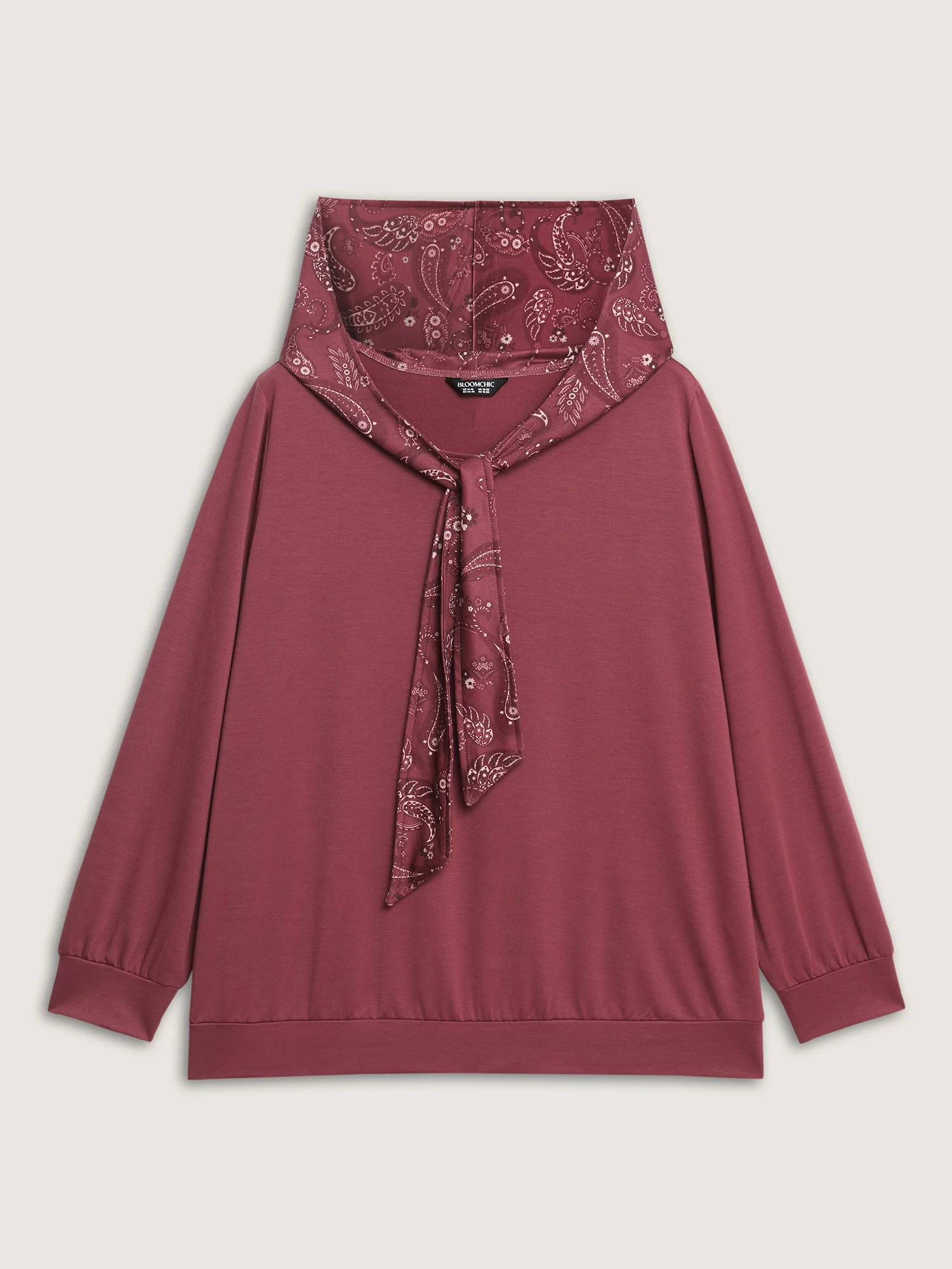 Paisley Hooded Scarf Contrast Hoodie - Image 8