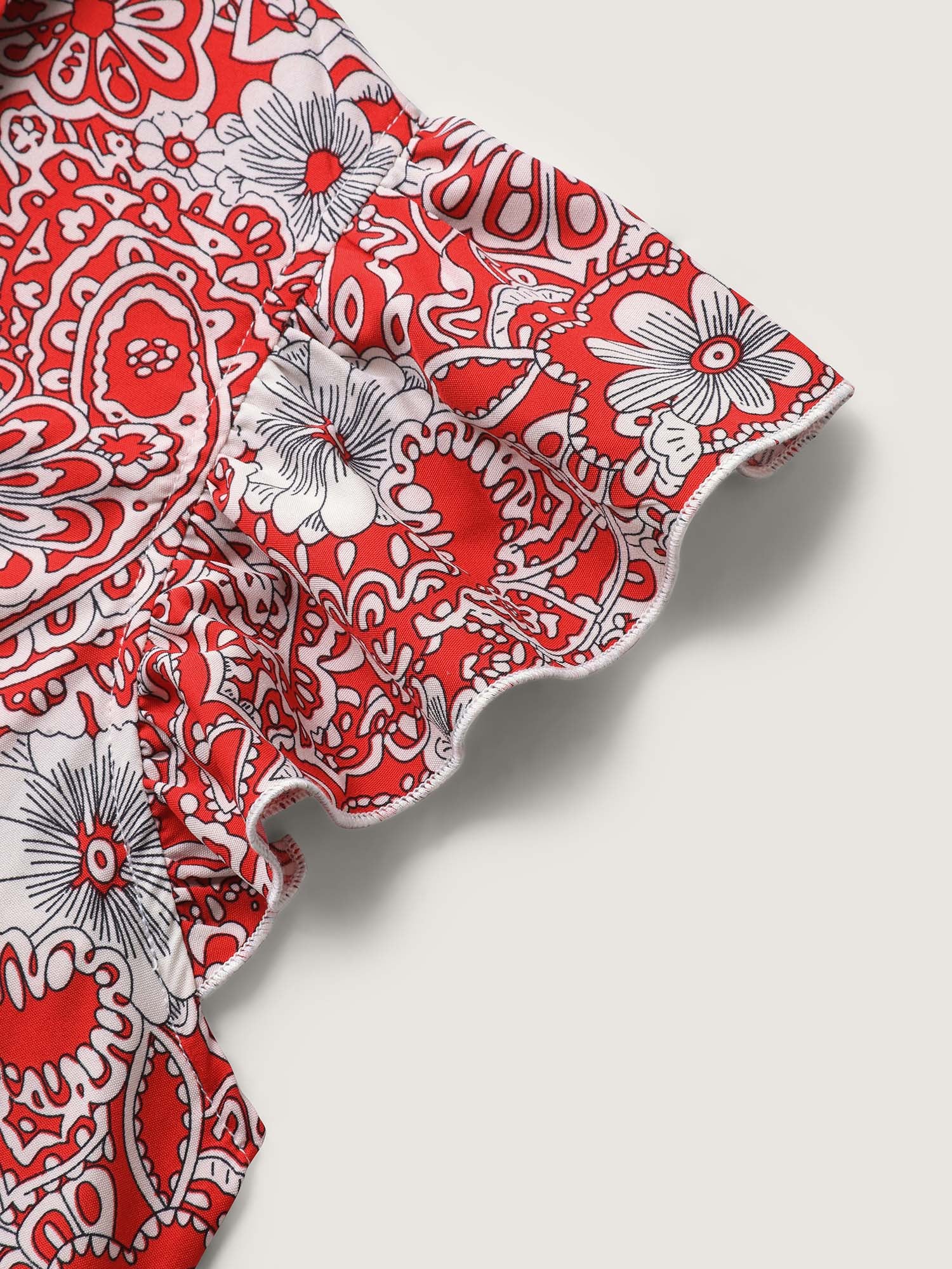 Paisley Print Collar Flutter Sleeve Midi Dress - Image 5