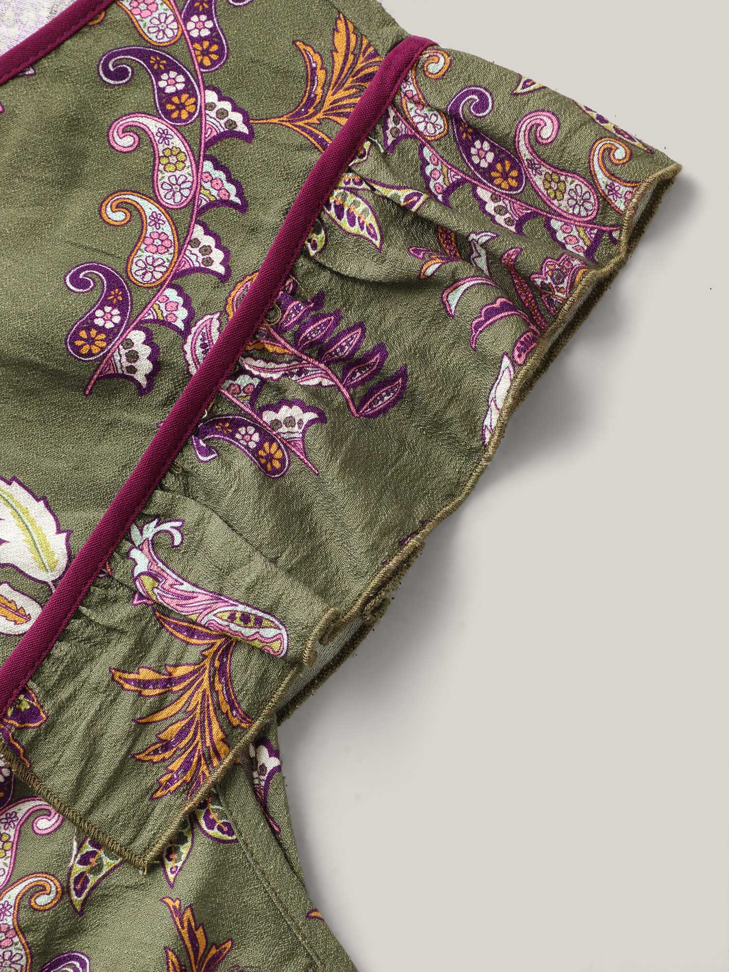 Paisley Print Color Contrast Flowy Blouse - Image 6