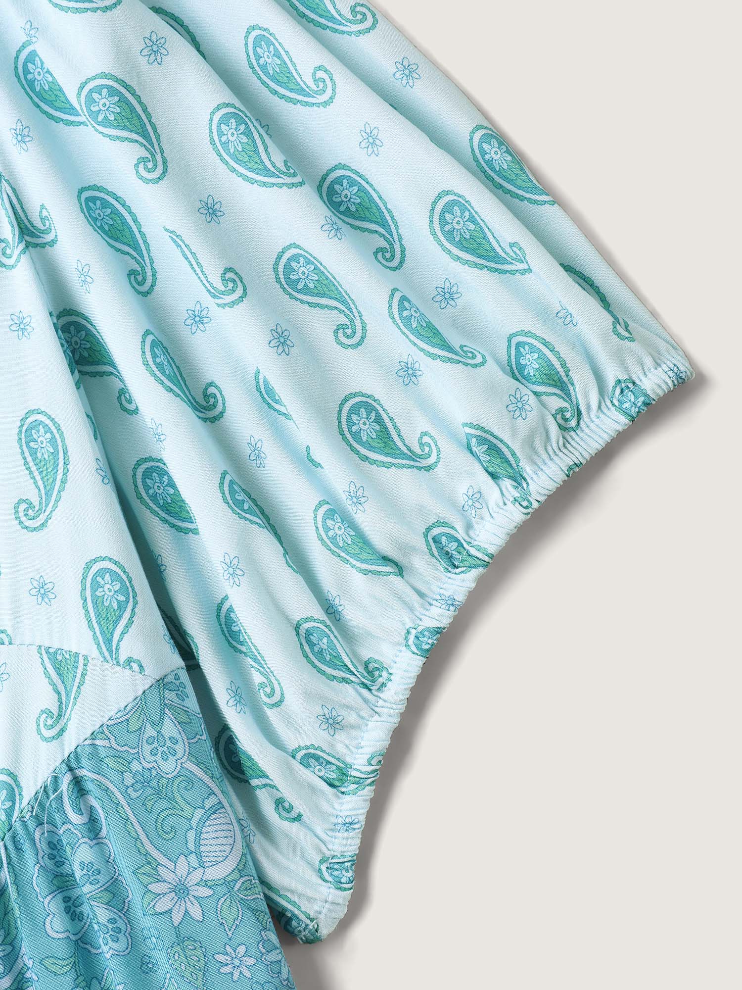 Paisley Print Contrast Button Placket Midi Dress - Image 6