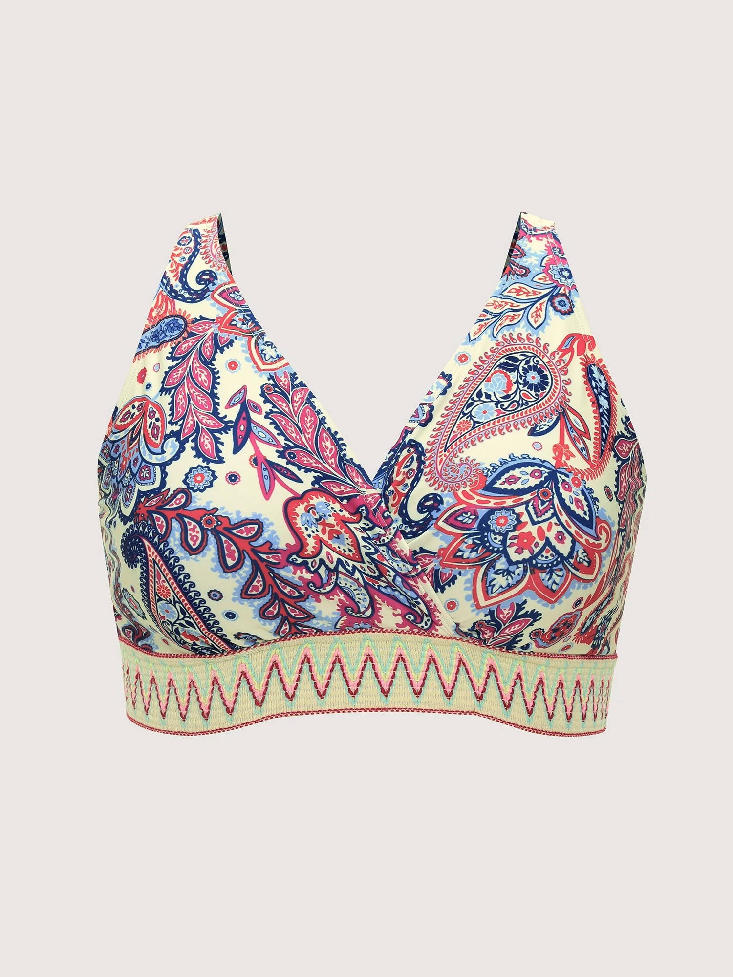 Paisley Print Contrast Edge Bikini Top - Image 7