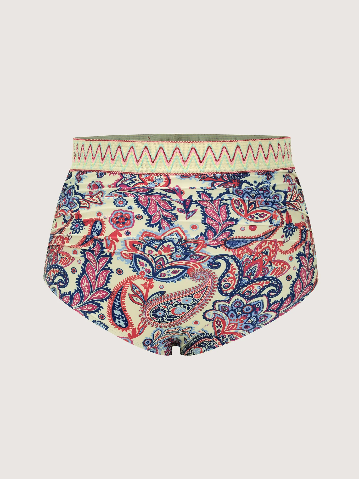 Paisley Print Contrast Waistband Bikini Bottoms - Image 6