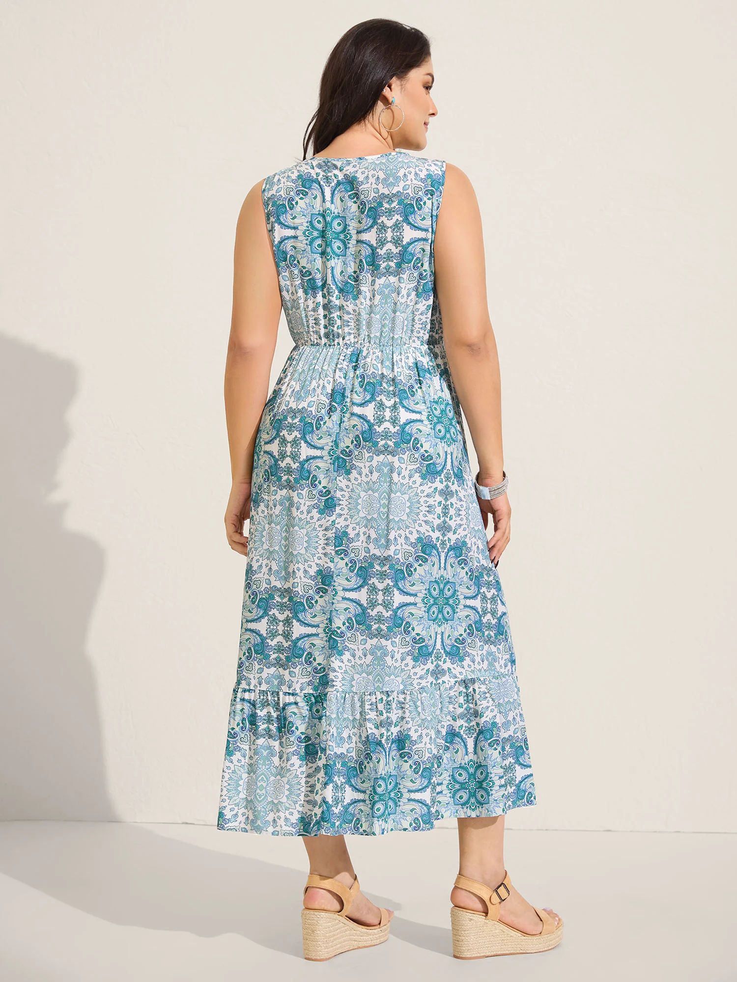 Rayon Paisley Print Layered Maxi Dress - Image 4