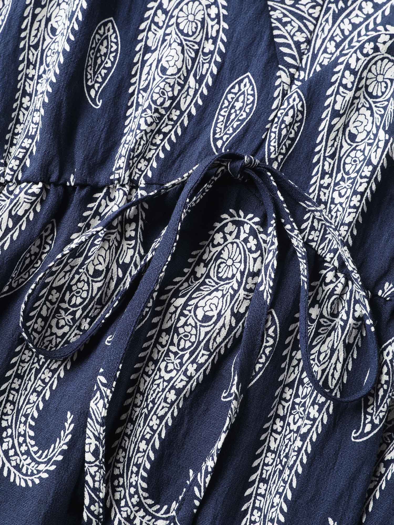 Paisley Print Dolman Ruffled Sleeve Midi Dress - Image 5