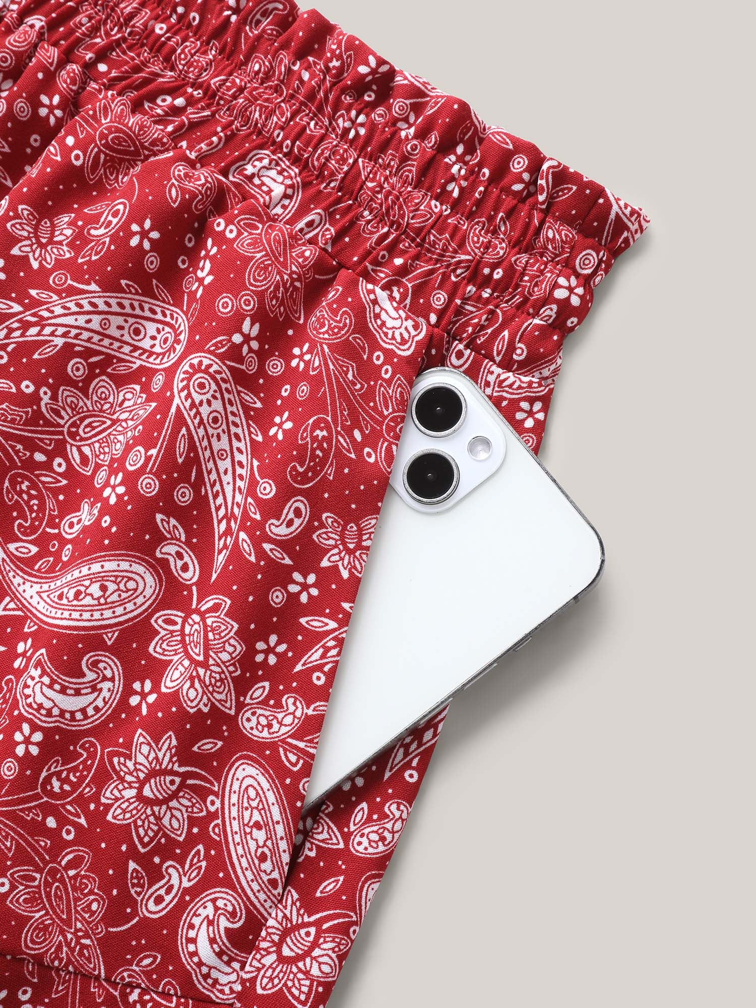 Paisley Print Flared Wide-Leg Shorts - Image 7