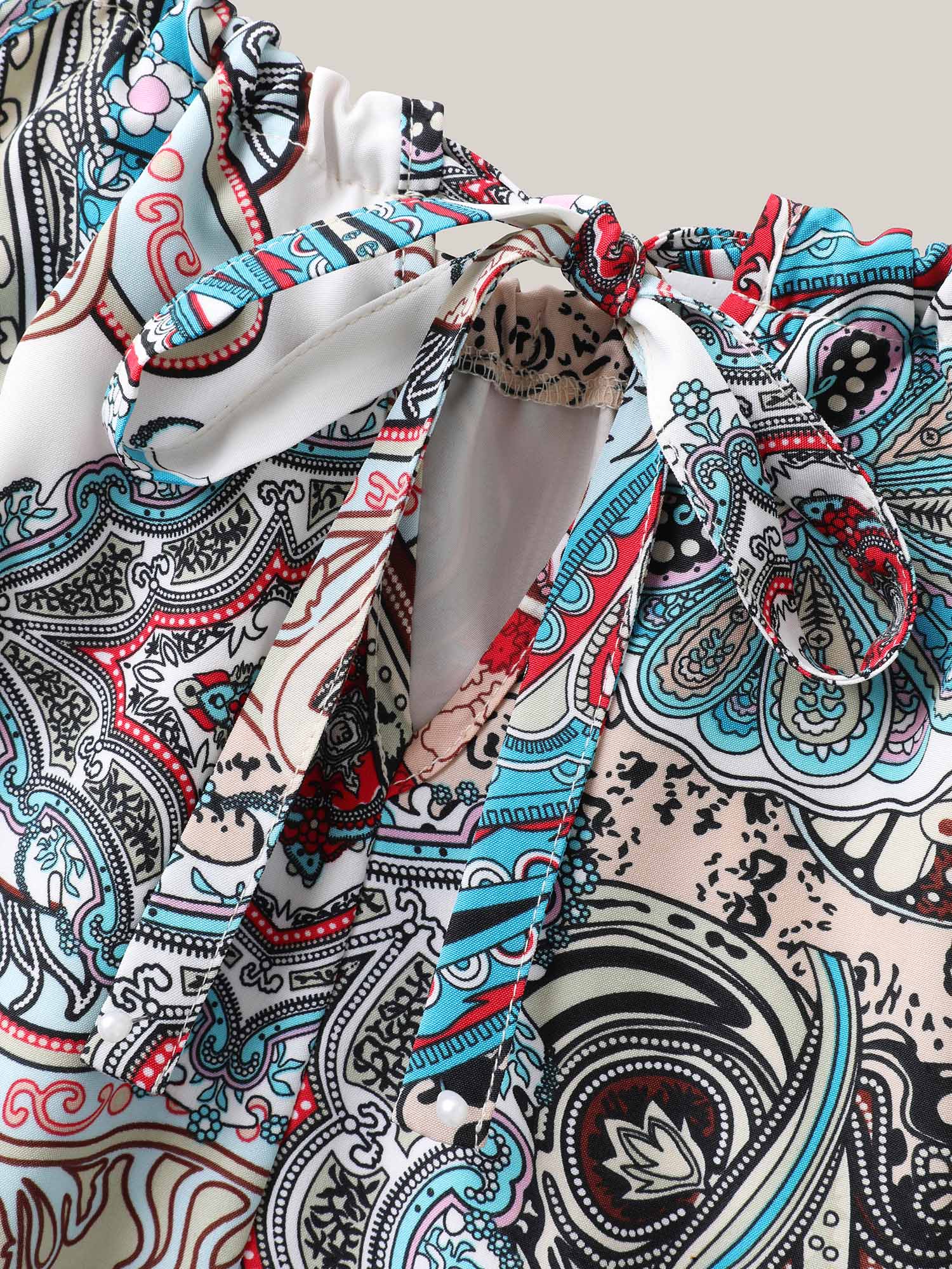 Paisley Print Flowy A-Line Mini Dress - Image 6