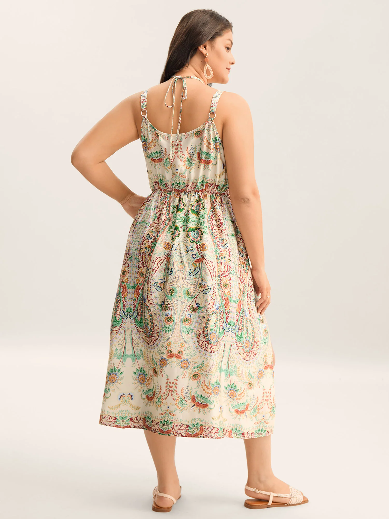 Paisley Print Halter Neck A-Line Midi Dress - Image 4