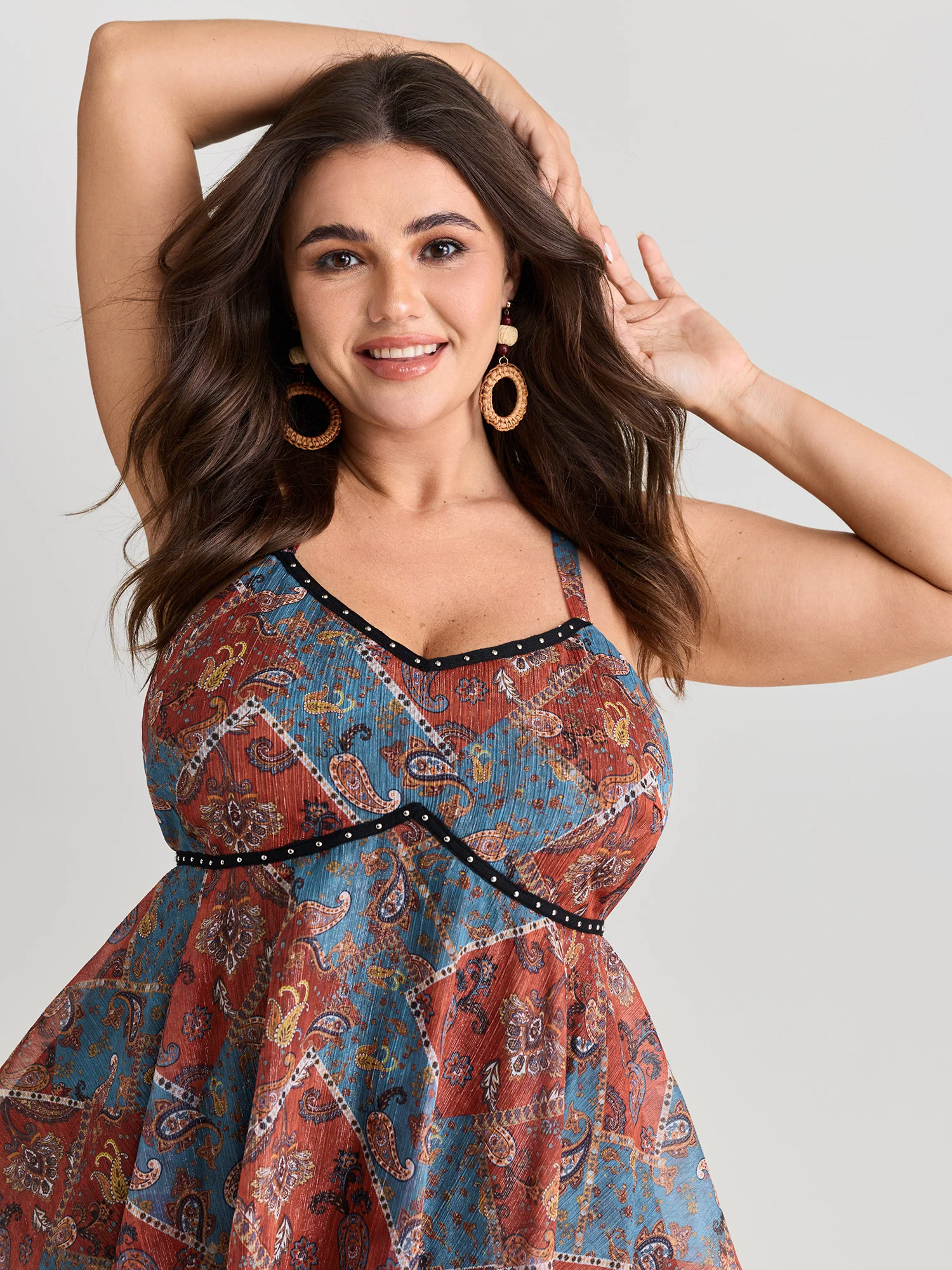 Paisley Print Handkerchief Hem Tank Top - Image 2