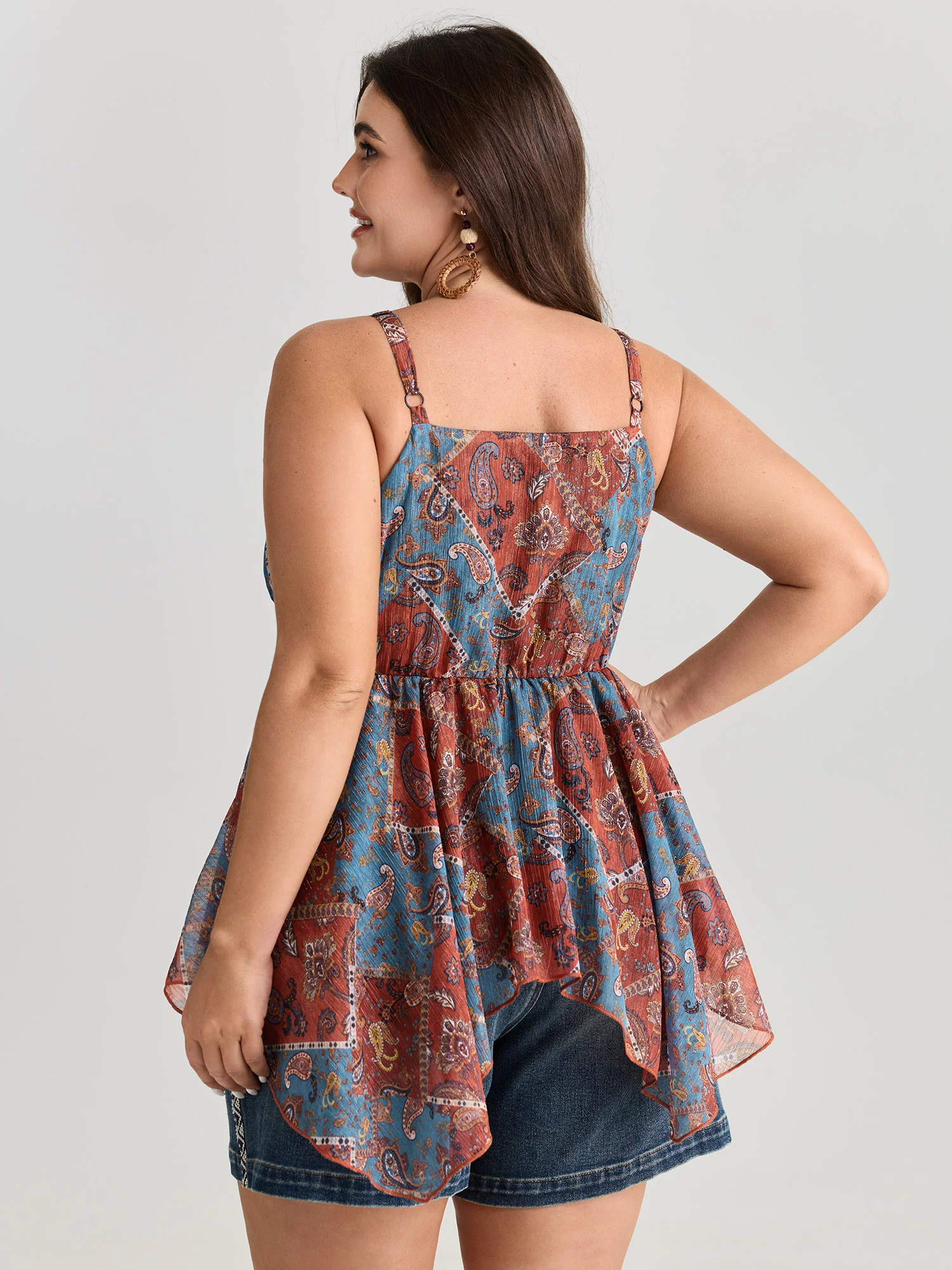 Paisley Print Handkerchief Hem Tank Top - Image 4