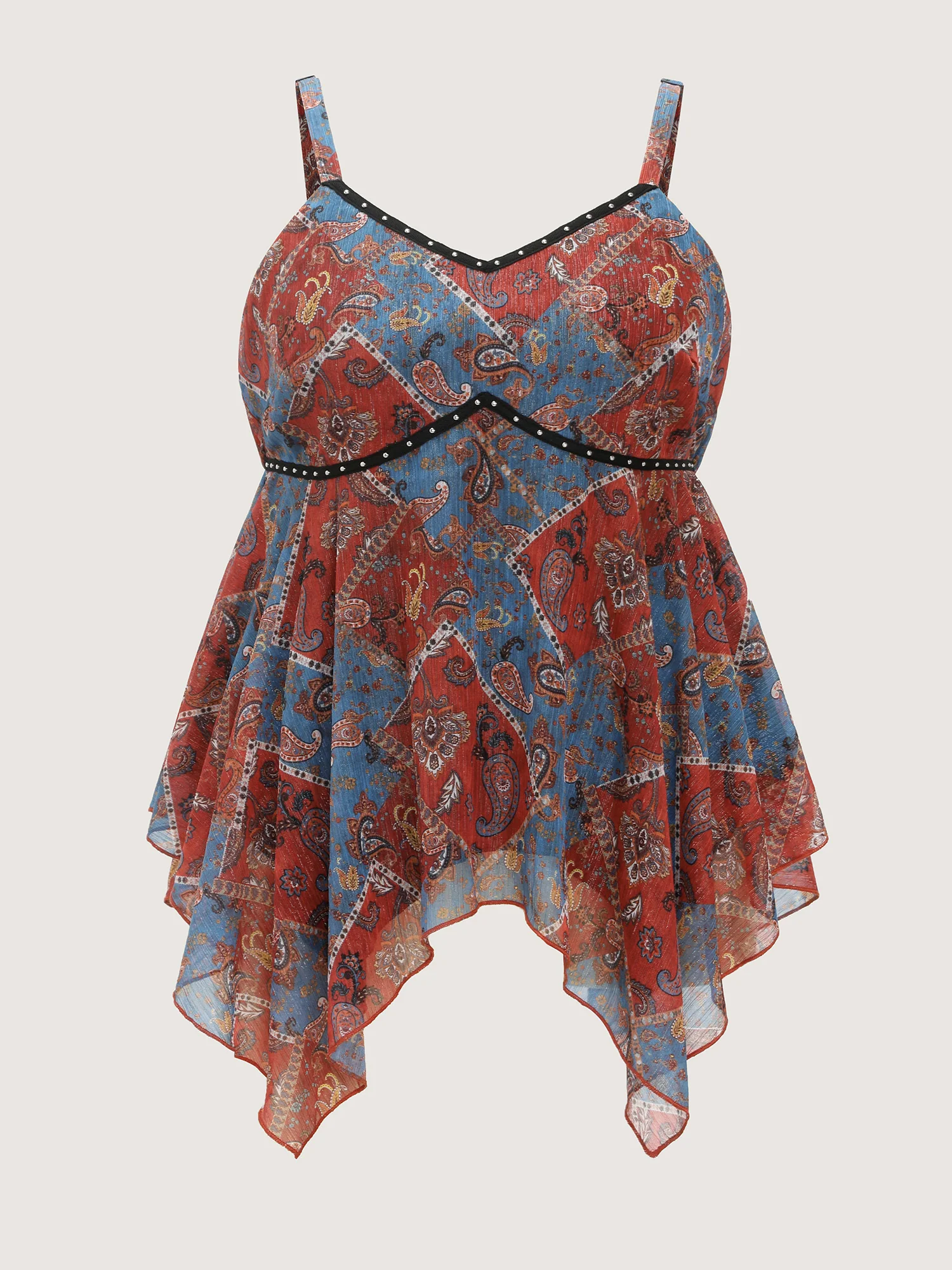 Paisley Print Handkerchief Hem Tank Top - Image 7