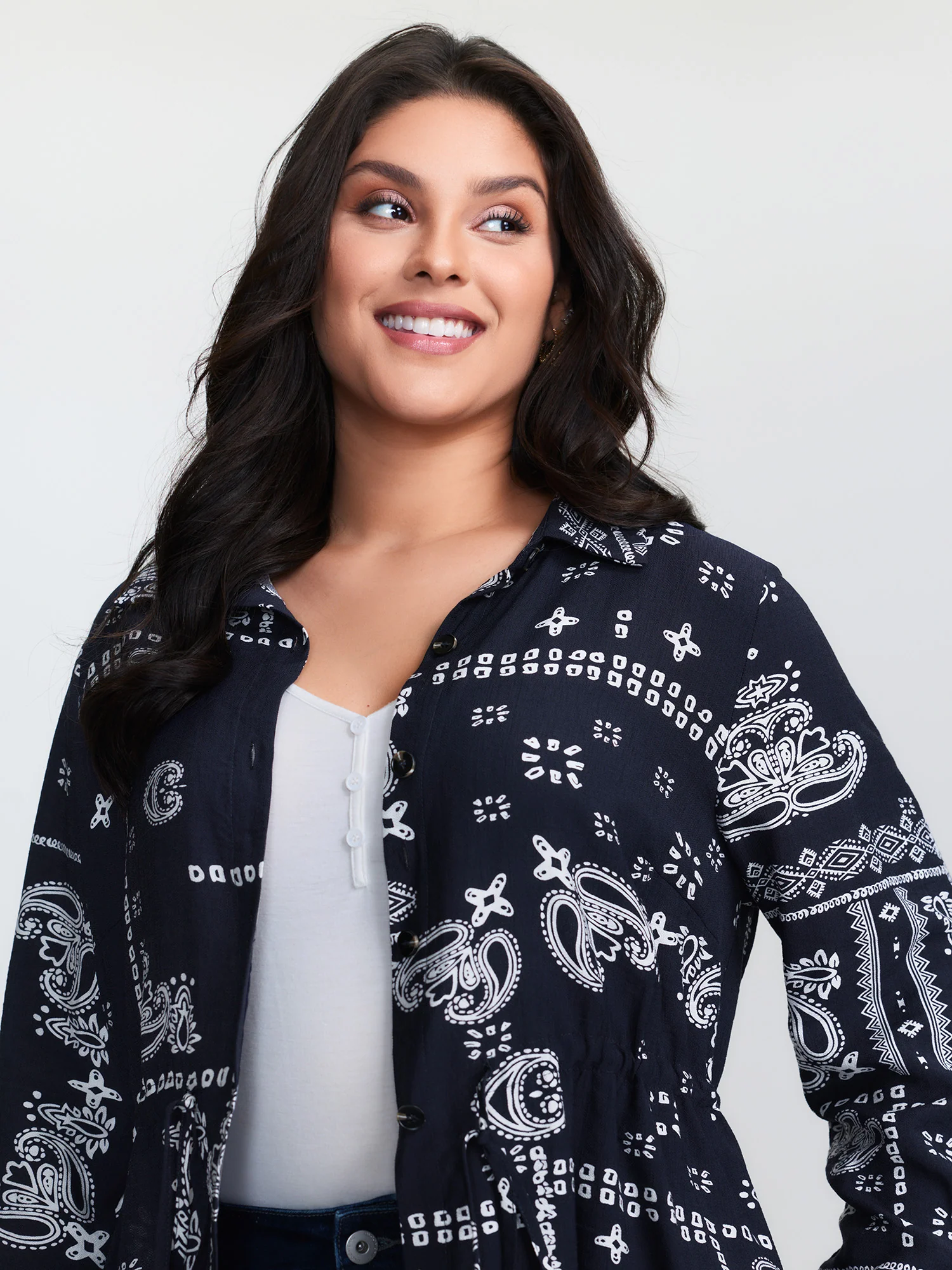 Paisley Print High Low Hem Jacket - Image 2