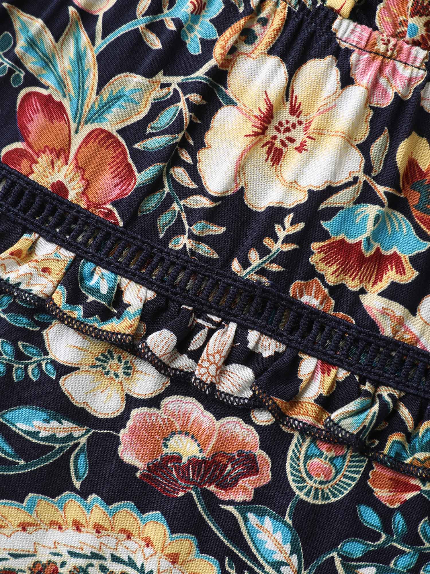 Paisley Print Lace Ruffled Blouse - Image 8