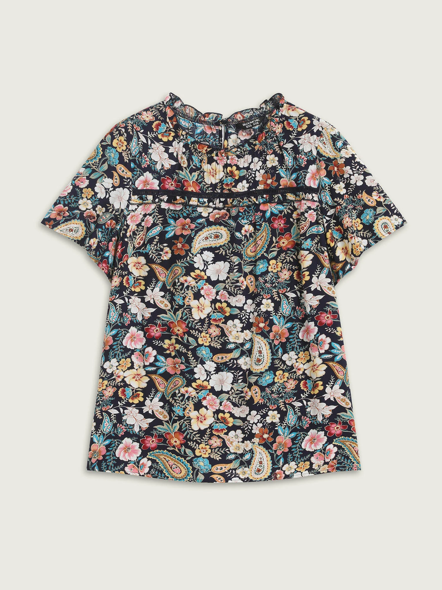 Paisley Print Lace Ruffled Blouse - Image 9