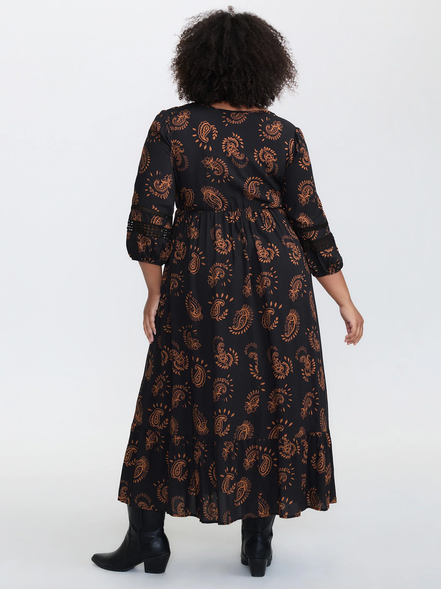 Paisley Print Lace Trim Tiered Maxi Dress - Image 6