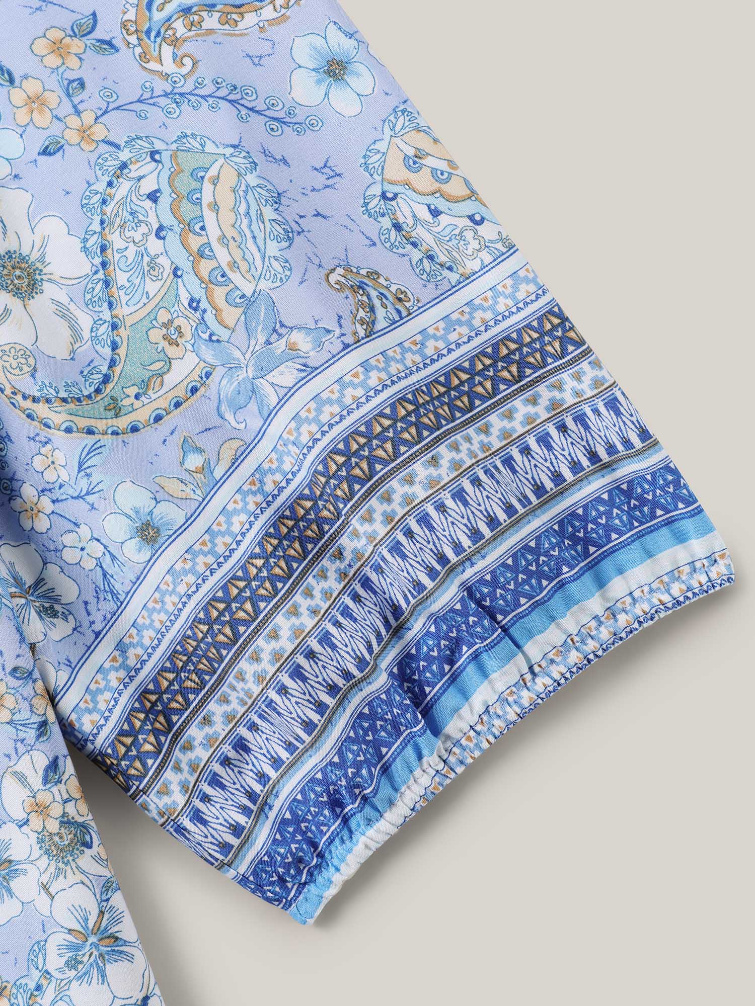 Paisley Print Lantern Sleeve Flowy Blouse - Image 5