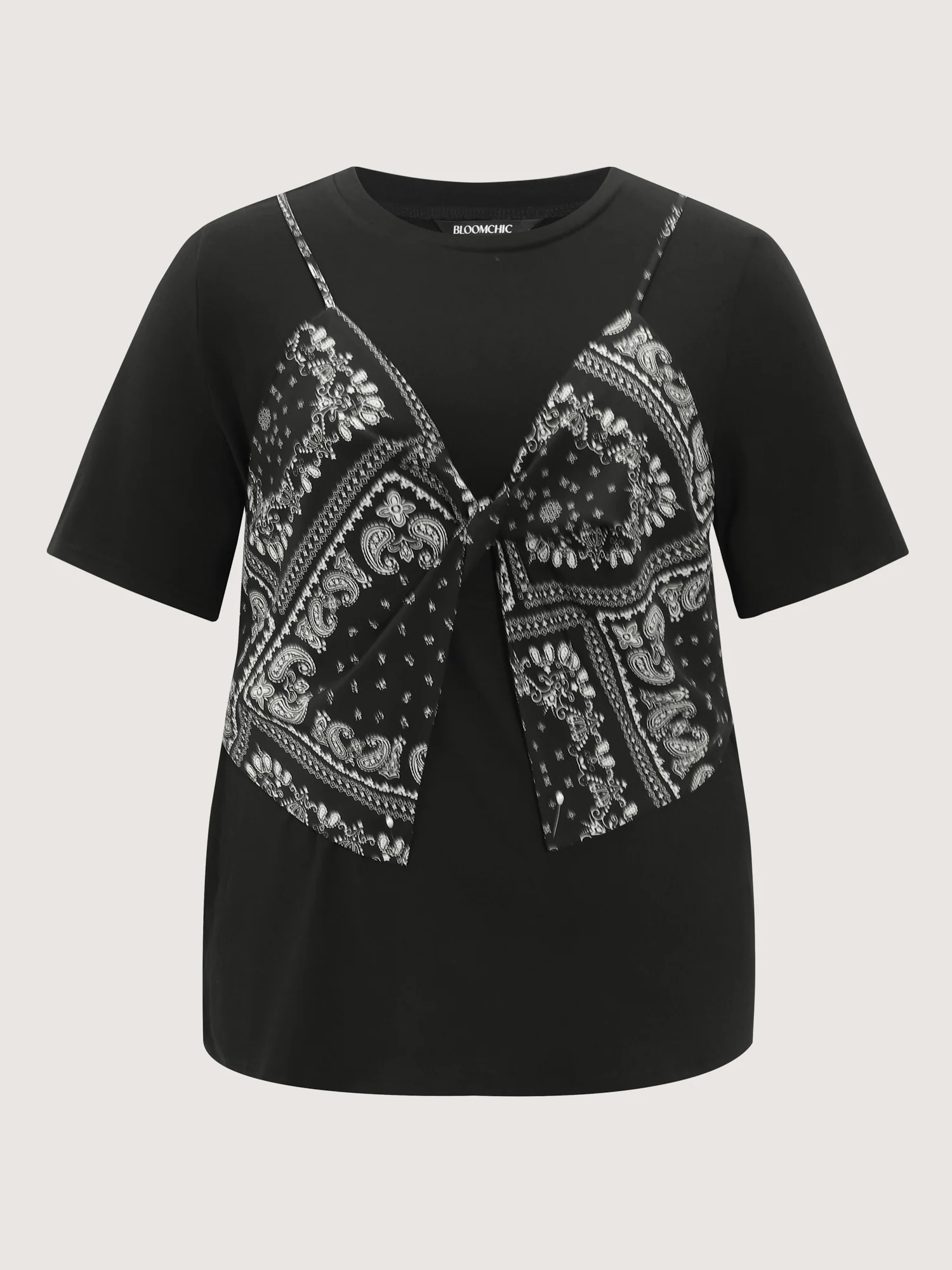 Paisley Print Layered Stretchy Knit Top - Image 7