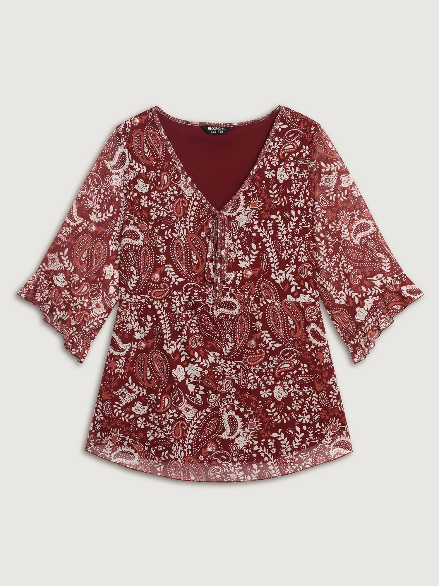 Paisley Print Lined Sheer Knit Top - Image 7