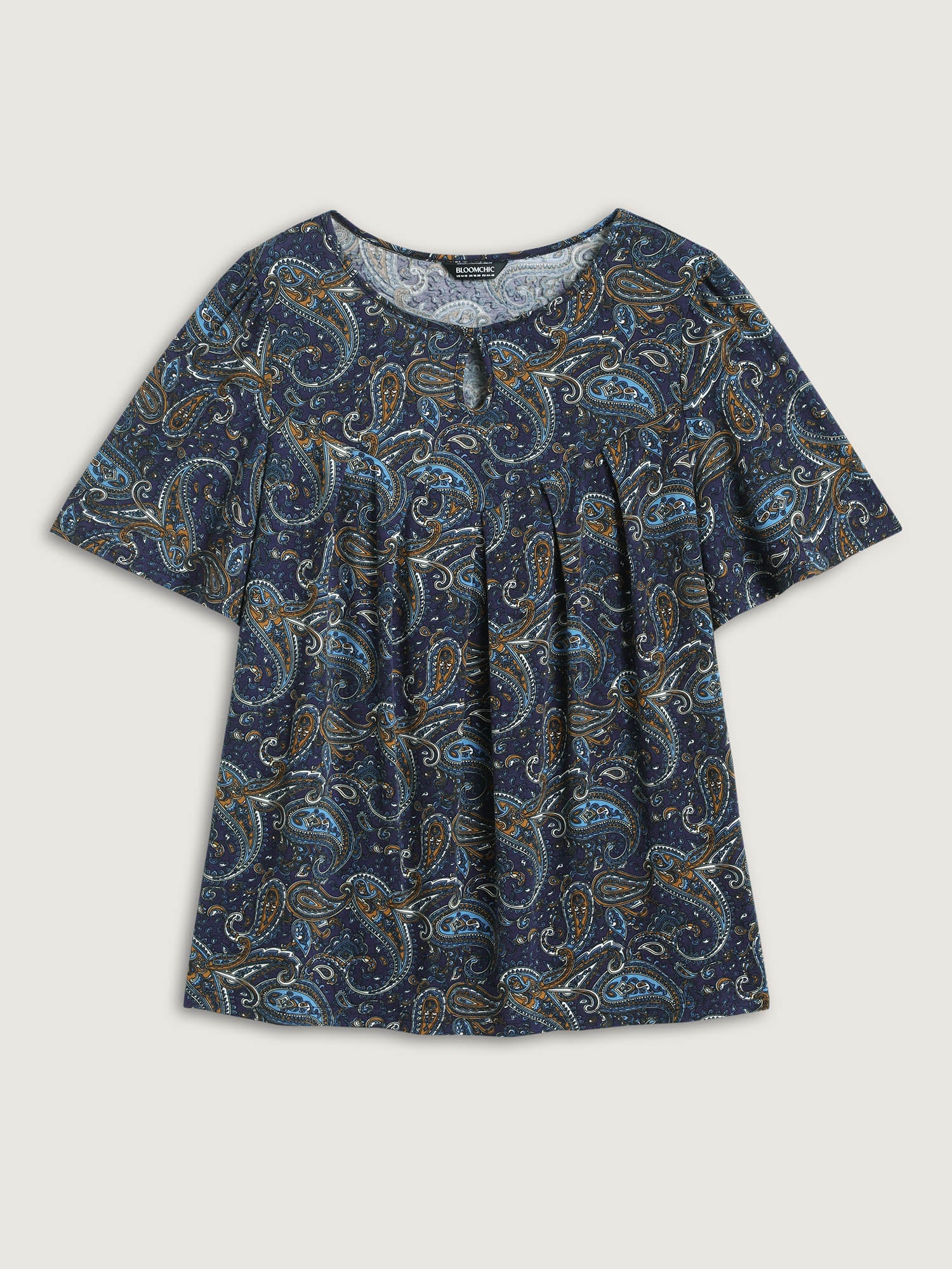 Paisley Print Neck Cut-Out Pleated Top - Image 7