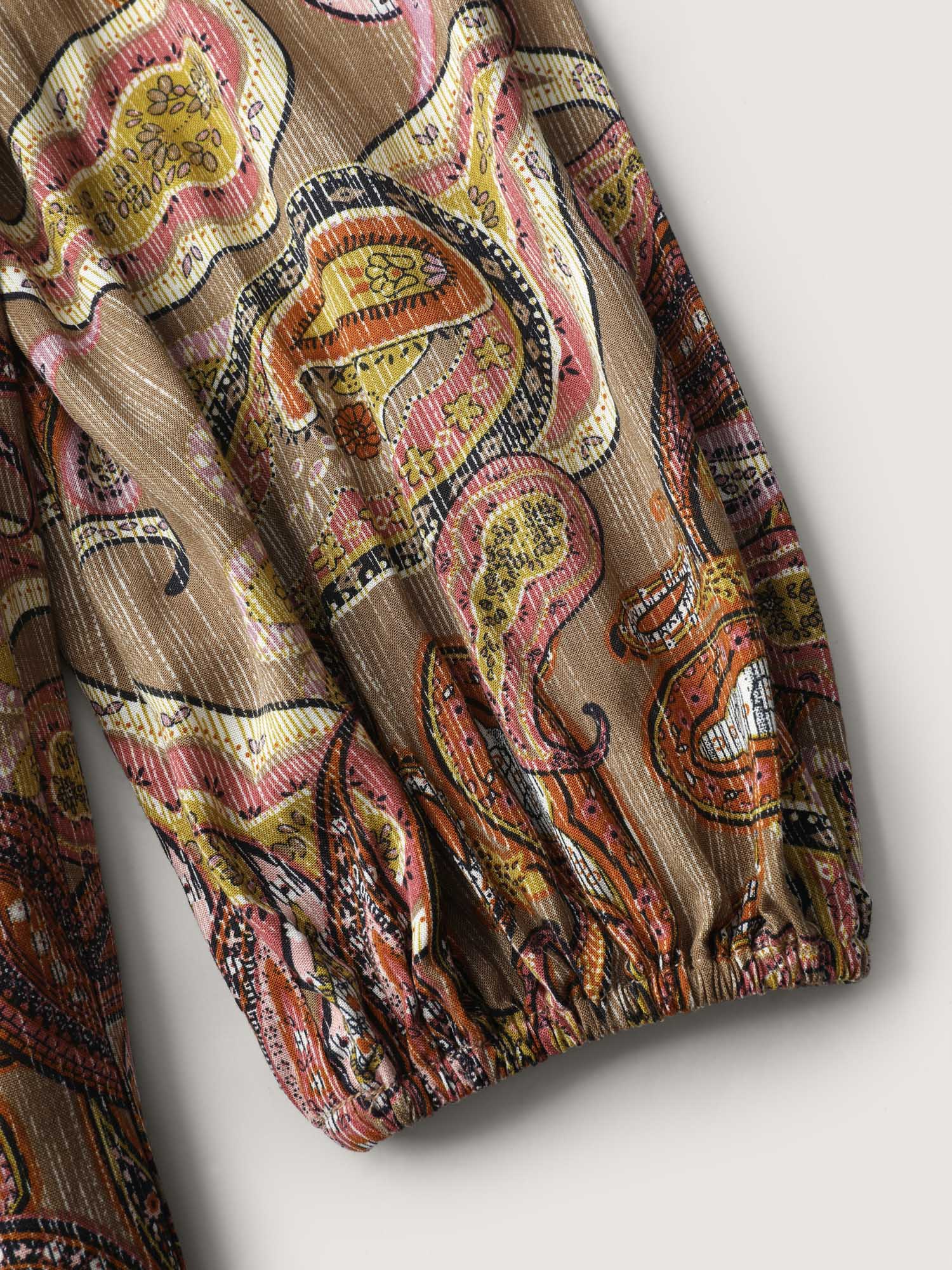 Paisley Print Neck-Tie Tiered Maxi Dress - Image 6