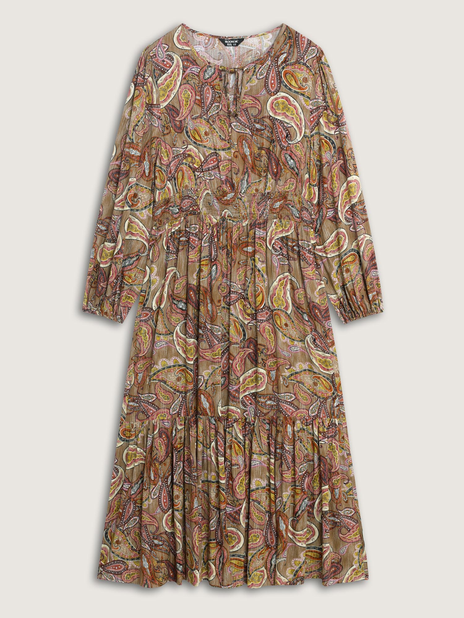 Paisley Print Neck-Tie Tiered Maxi Dress - Image 7