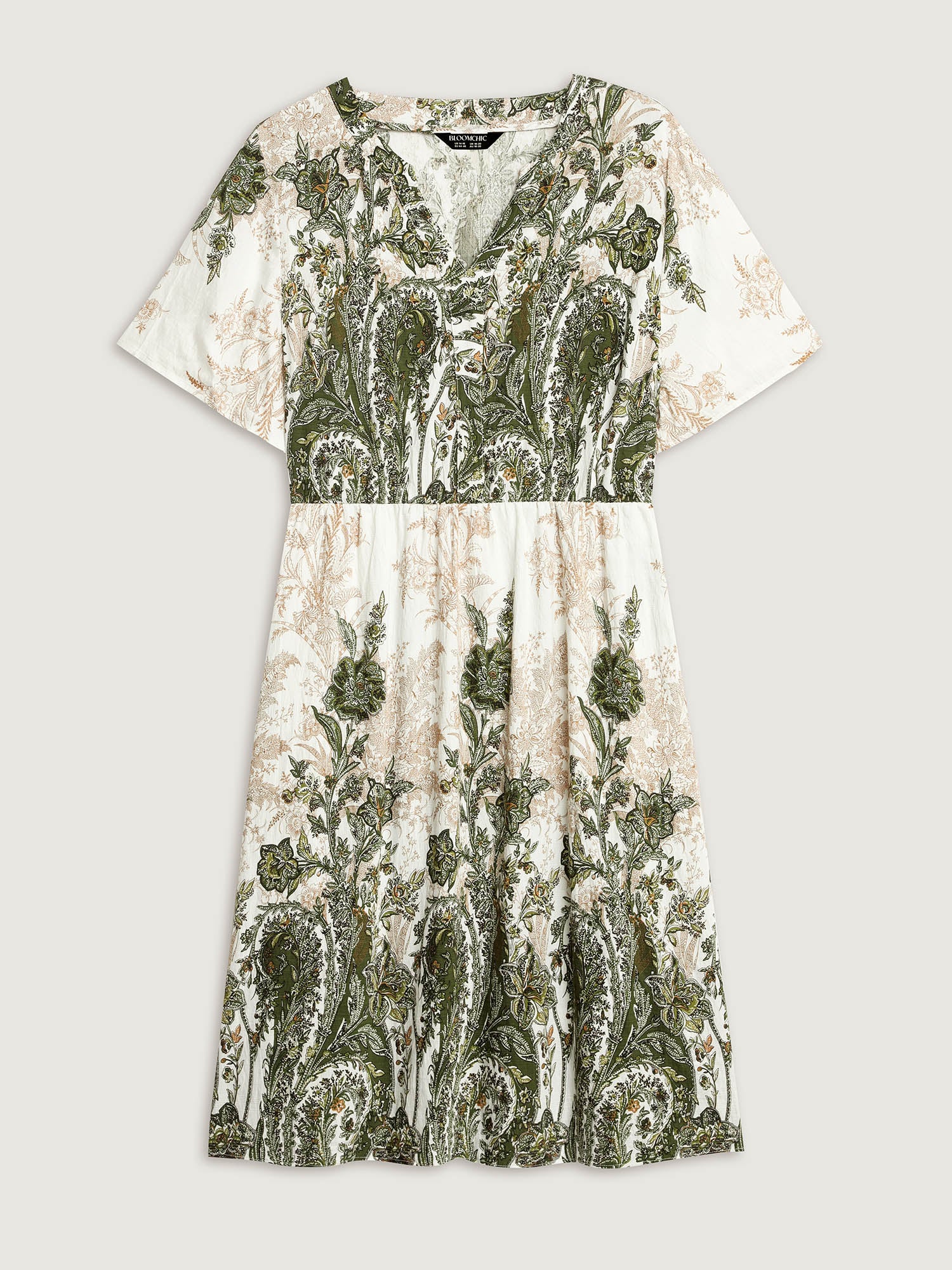 Paisley Print Notched Neckline Midi Dress - Image 7