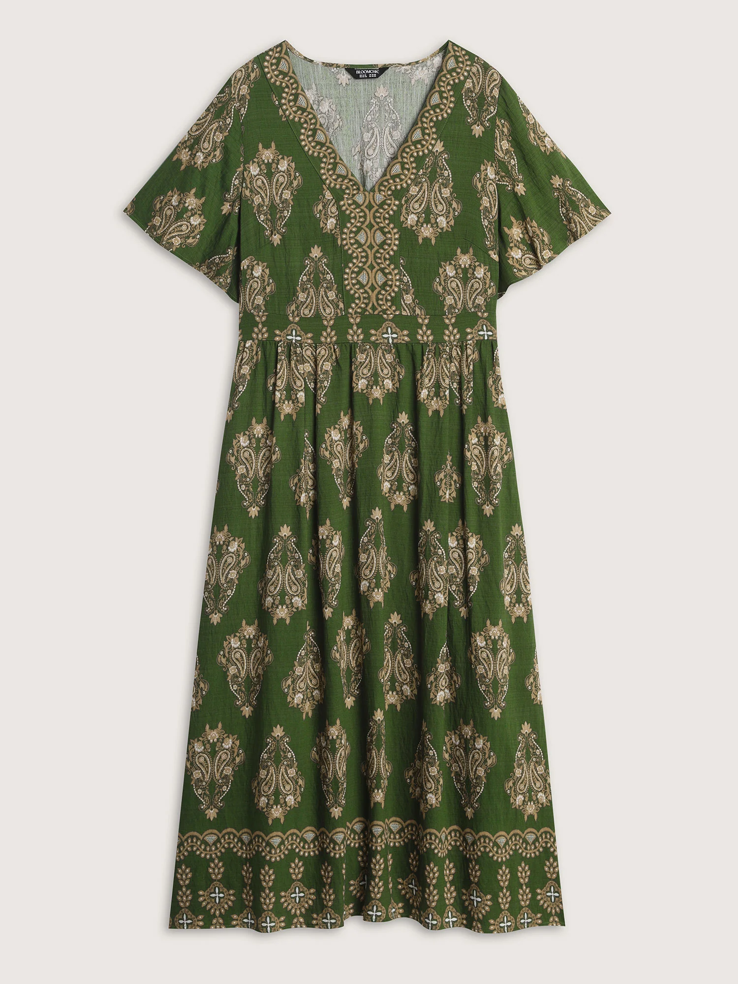 Paisley Print Pockets Shirred Waist Maxi Dress - Image 7