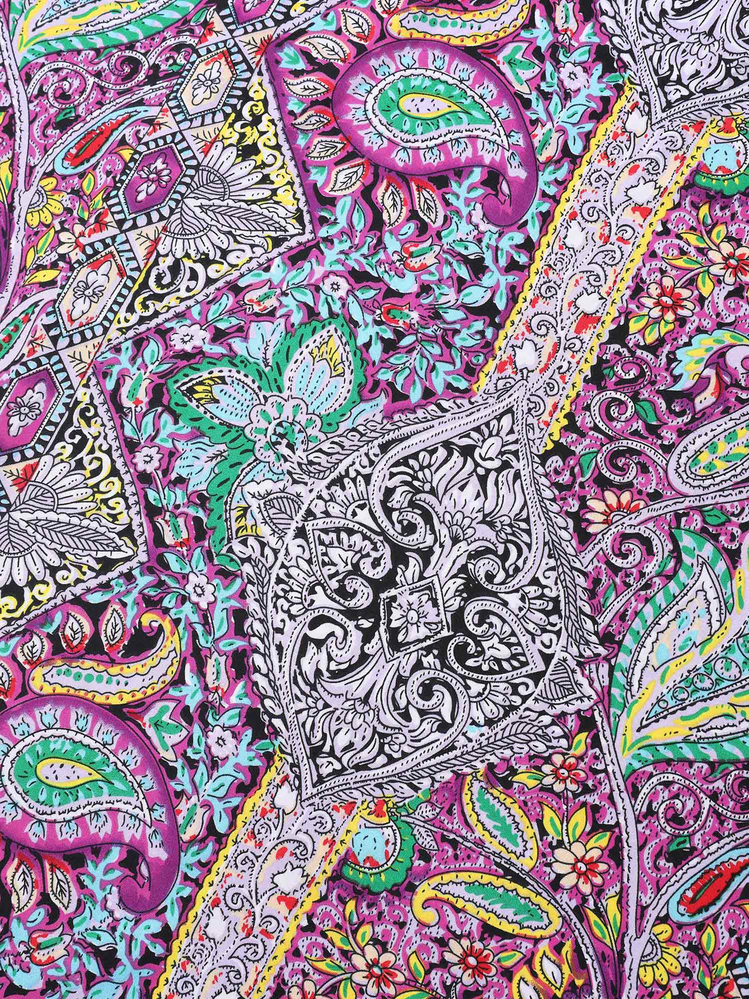 Paisley Print Pockets V-Neck Midi Dress - Image 5