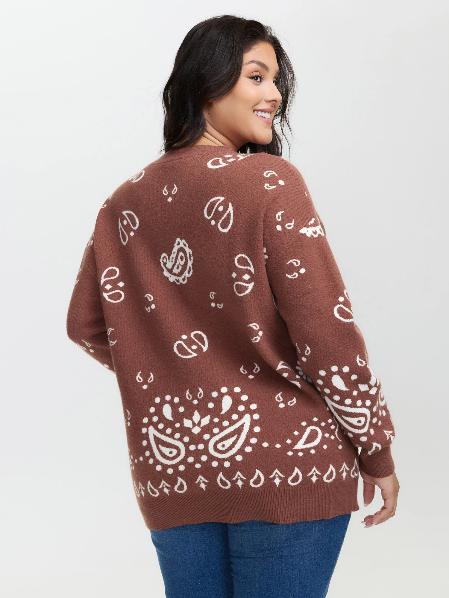 Paisley Print Round Neck Pullover - Image 3