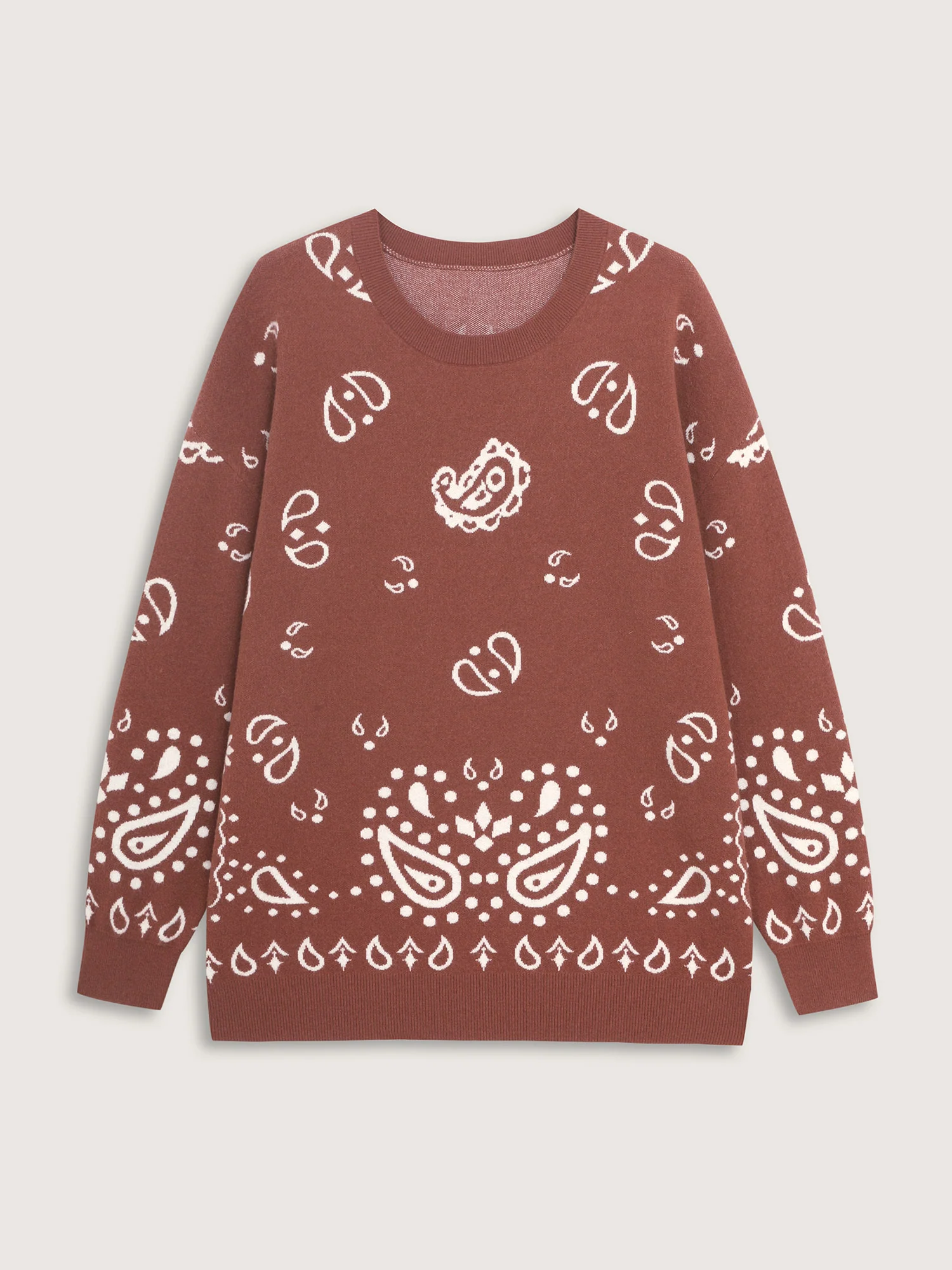 Paisley Print Round Neck Pullover - Image 6