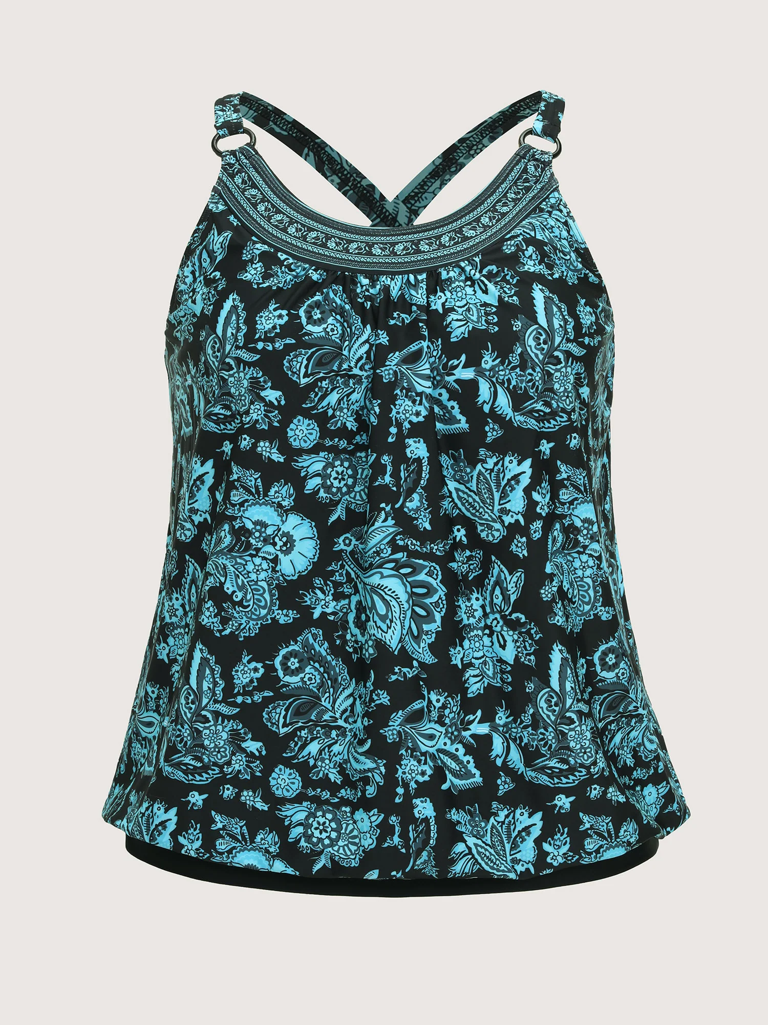 Paisley Print Round Neck Swim Top - Image 7