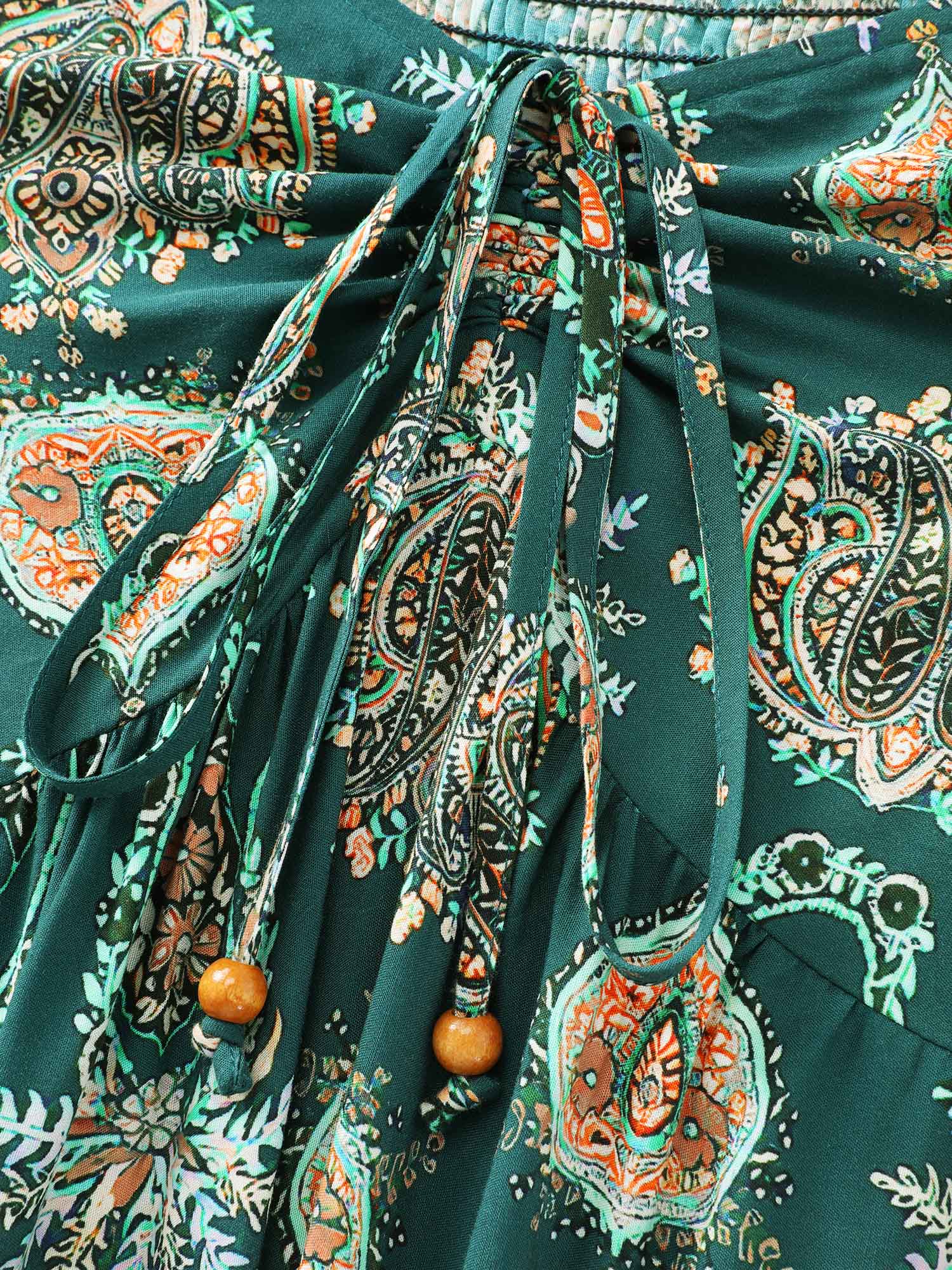 Paisley Print Ruched Adjustable Bodice Maxi Dress - Image 4