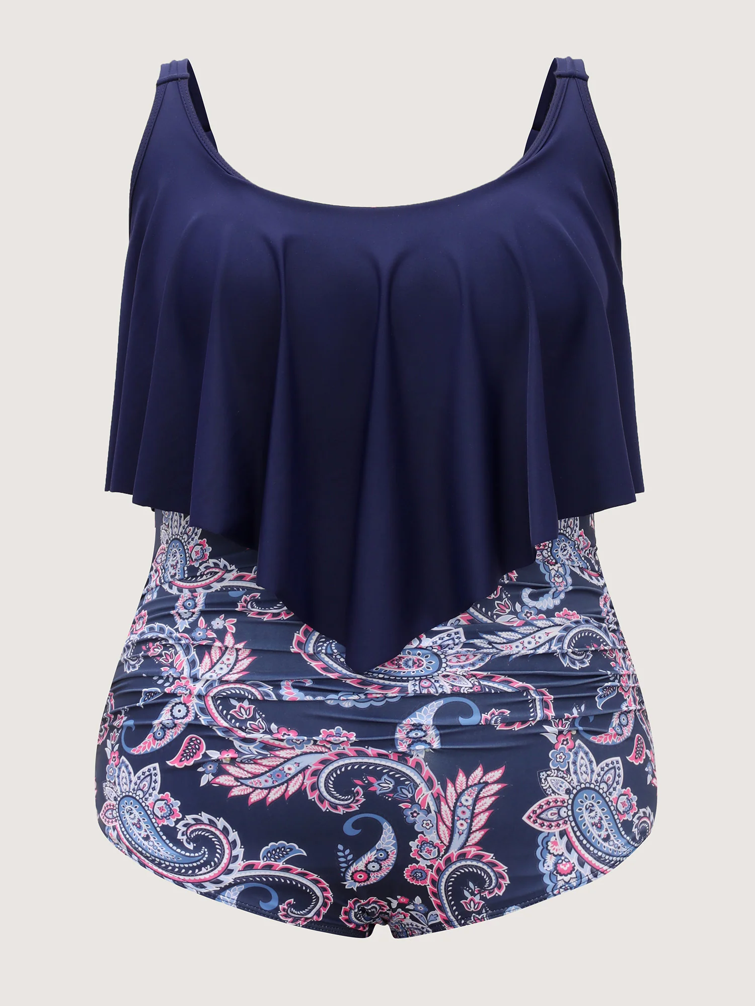 Paisley Print Ruched One-Piece Swimsuit - Image 7