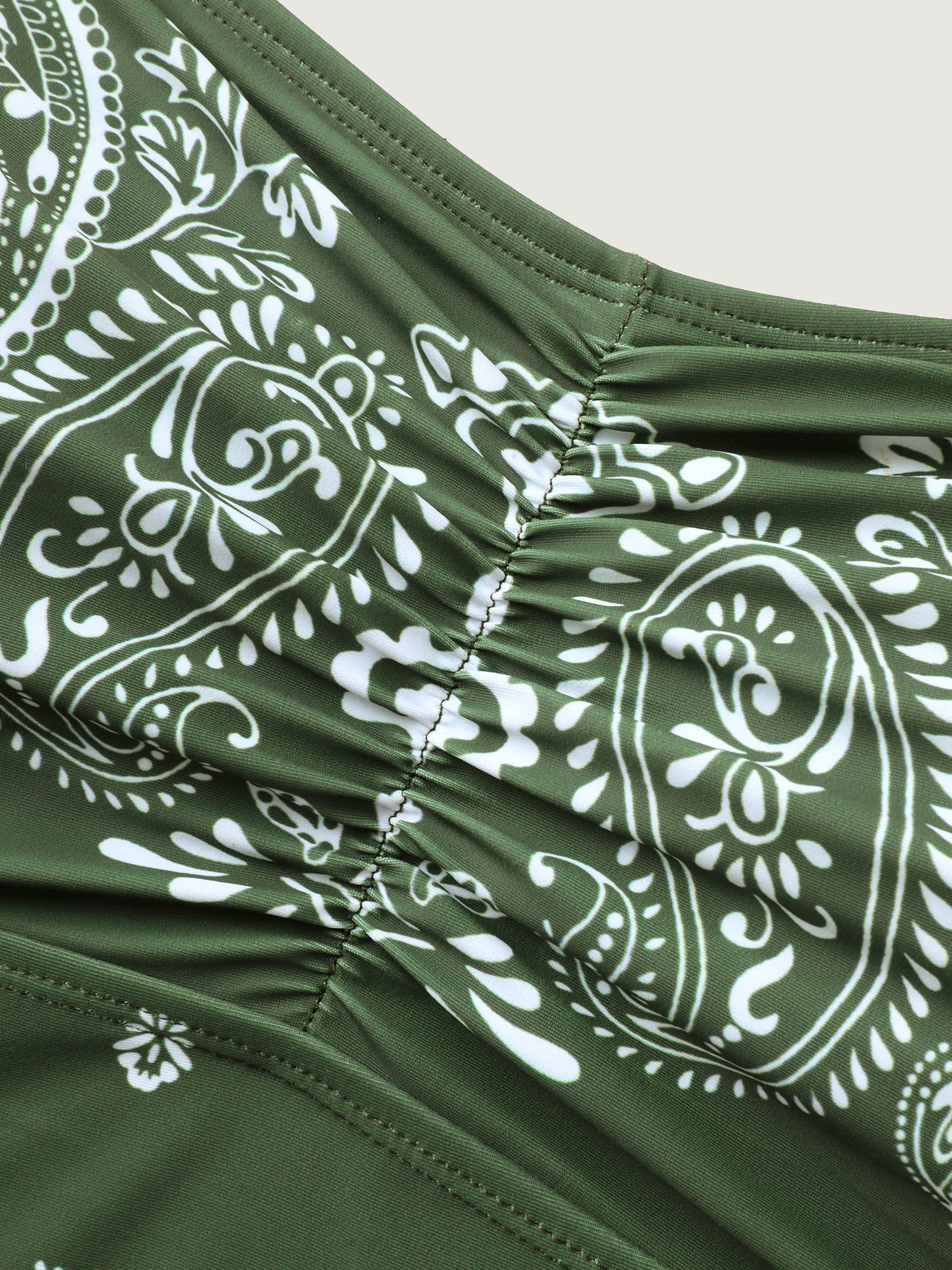 Paisley Print Ruched One-Piece Swimsuit - Image 5