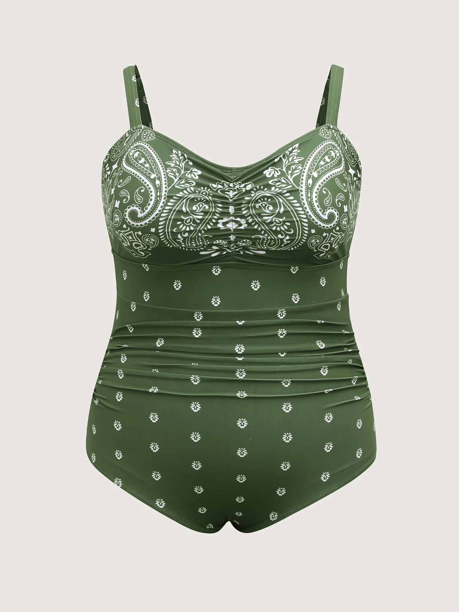 Paisley Print Ruched One-Piece Swimsuit - Image 7