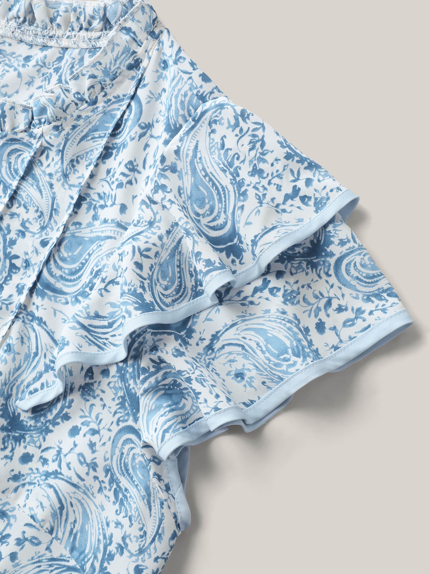 Paisley Print Ruffled Layered Sleeve Blouse - Image 5