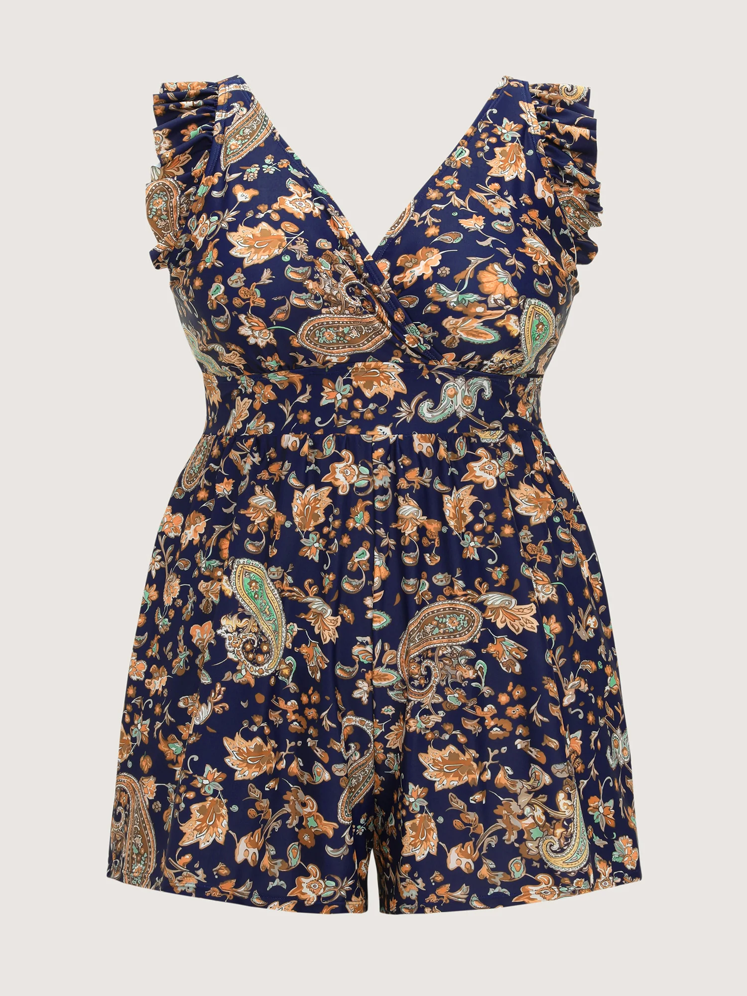 Paisley Print Ruffled Sleeve One-Piece Swimsuit - Image 8