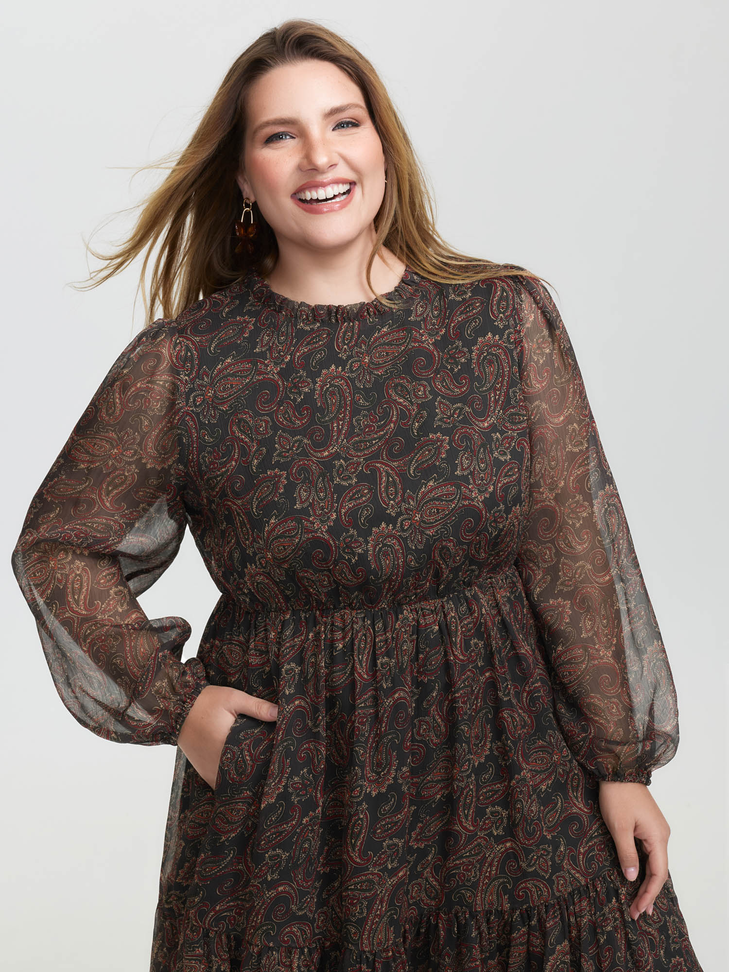 Paisley Print Sheer Flowy Mini Dress - Image 2
