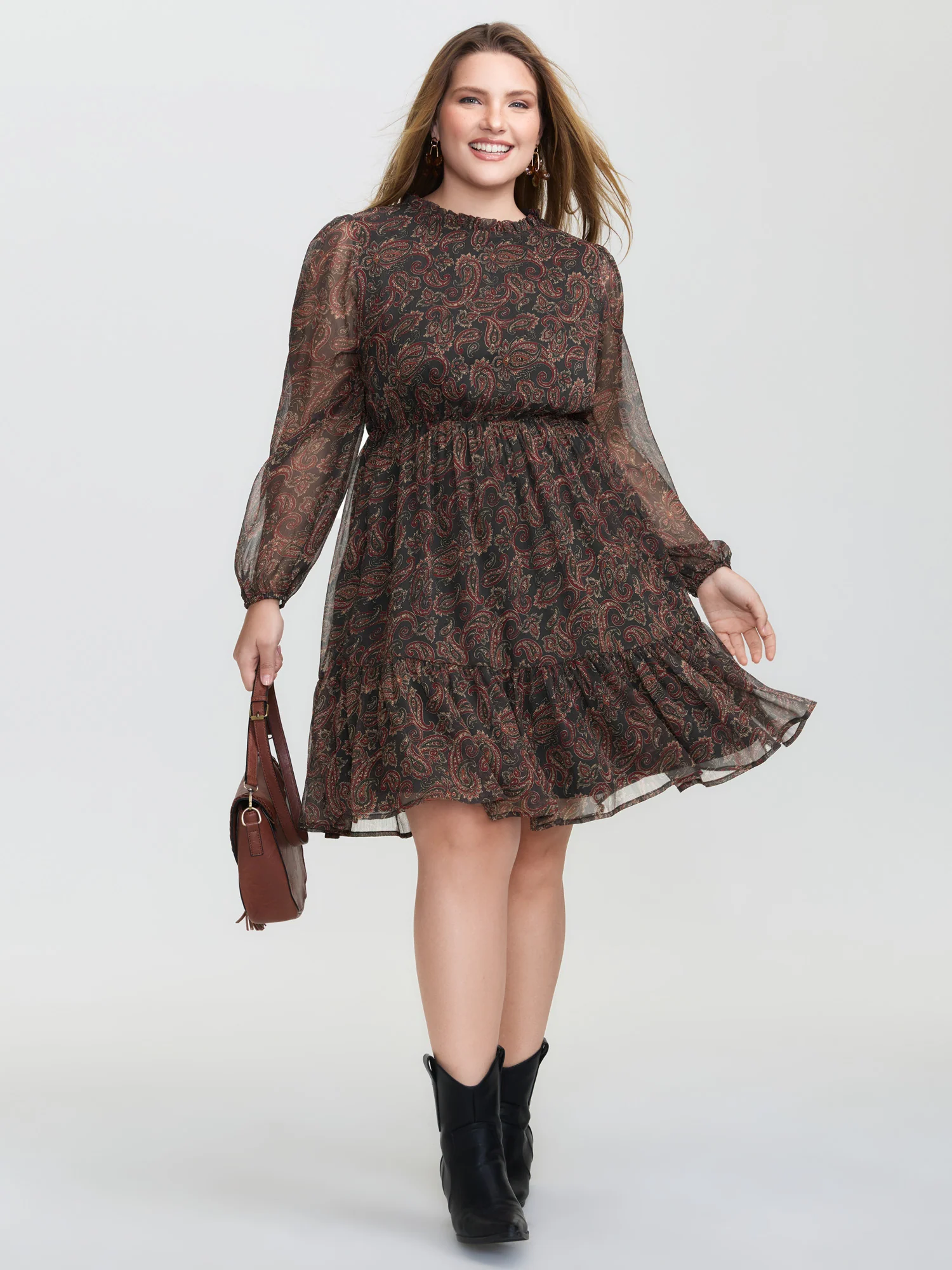 Paisley Print Sheer Flowy Mini Dress - Image 3