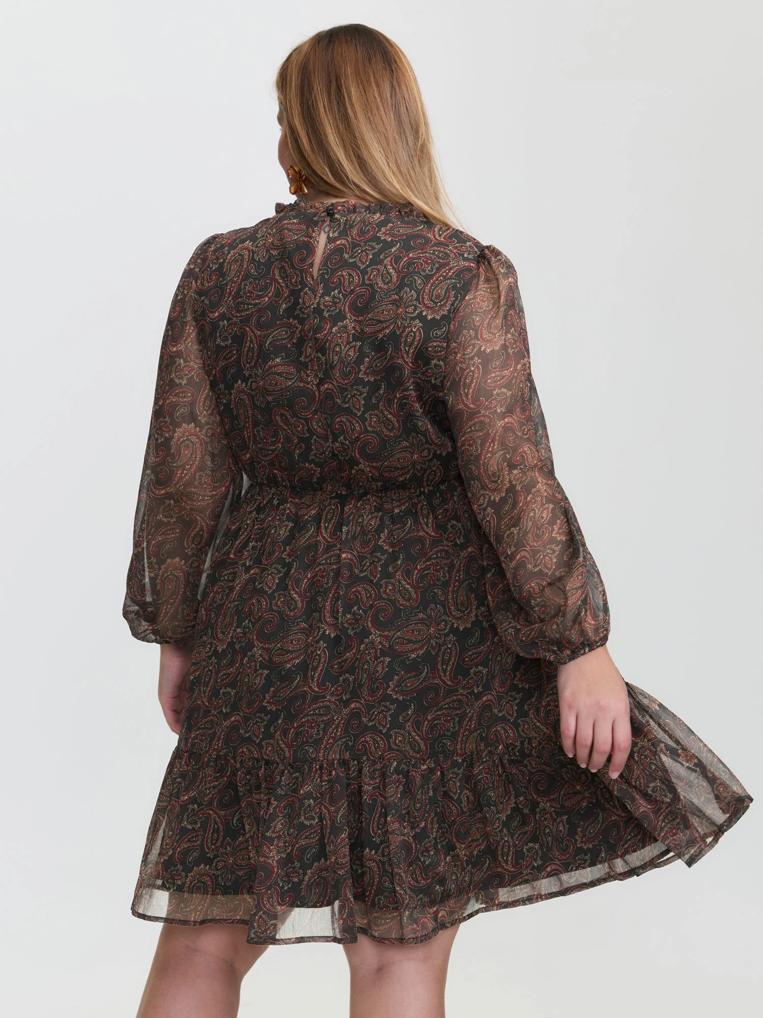 Paisley Print Sheer Flowy Mini Dress - Image 4