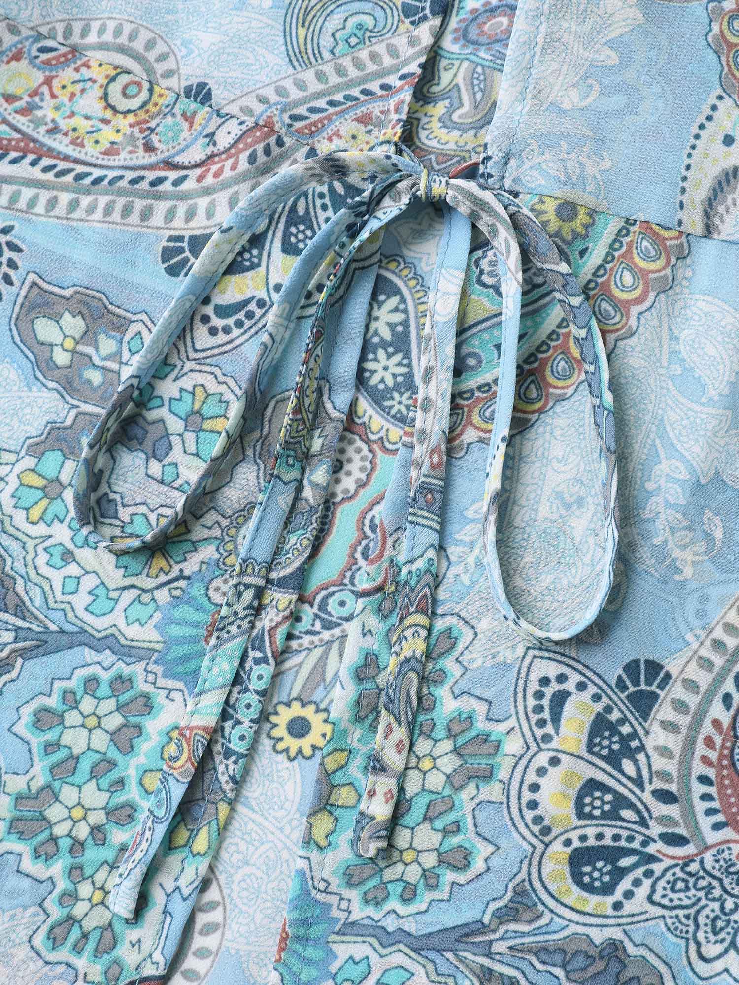 Paisley Print Sheer Tied Kimono Cardigan - Image 5