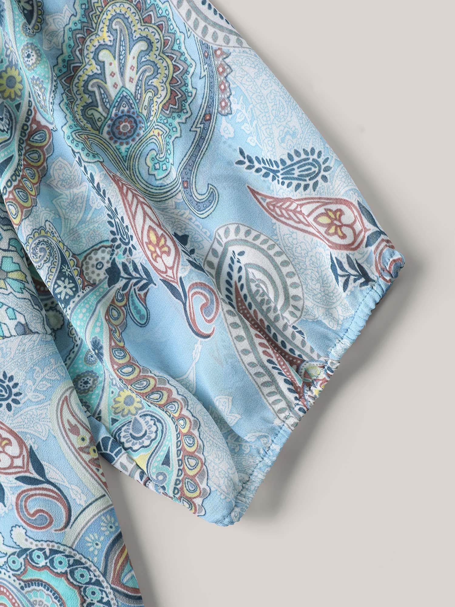 Paisley Print Sheer Tied Kimono Cardigan - Image 6