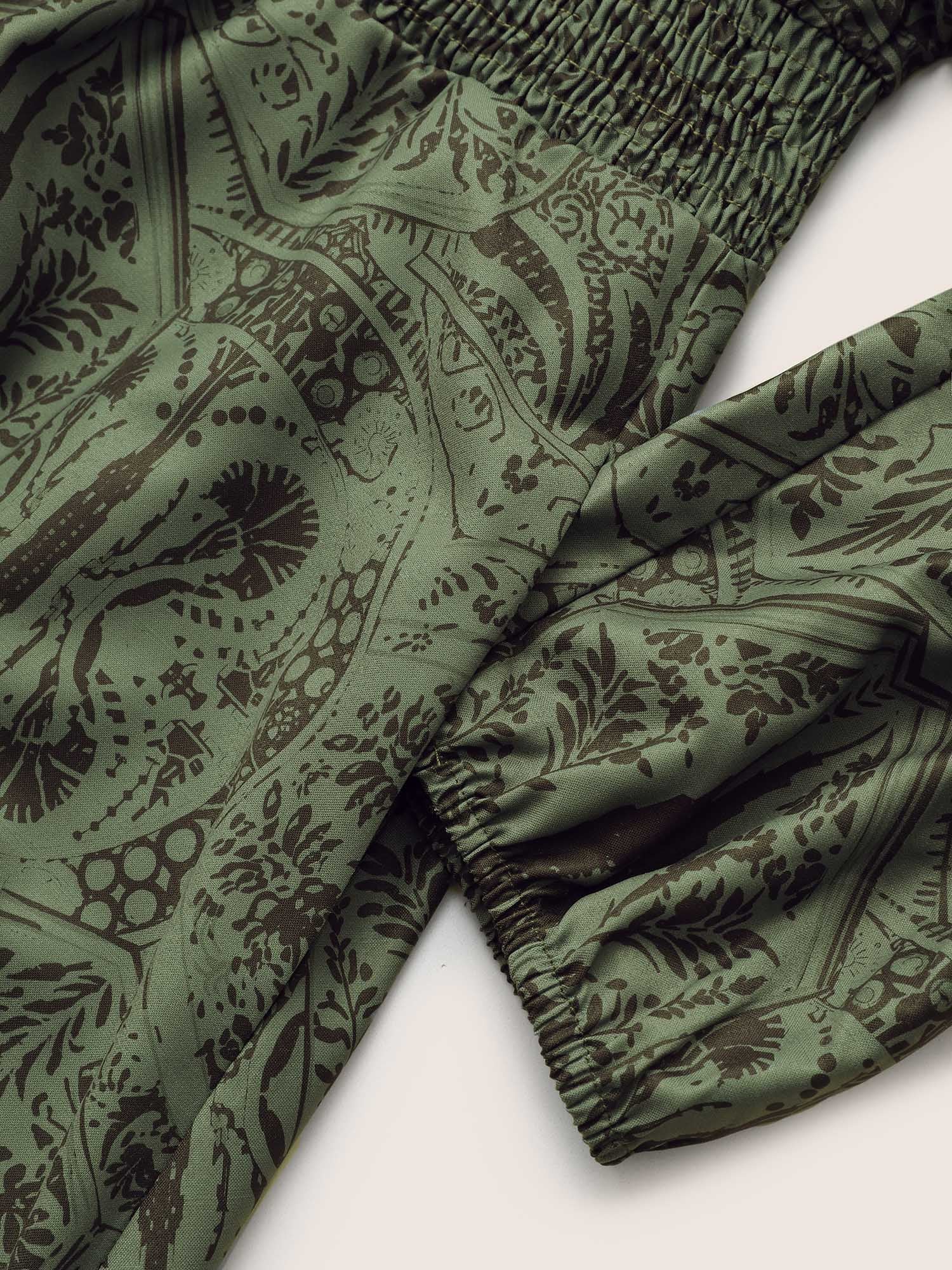 Paisley Print Shirred Lantern Sleeve Dress - Image 6