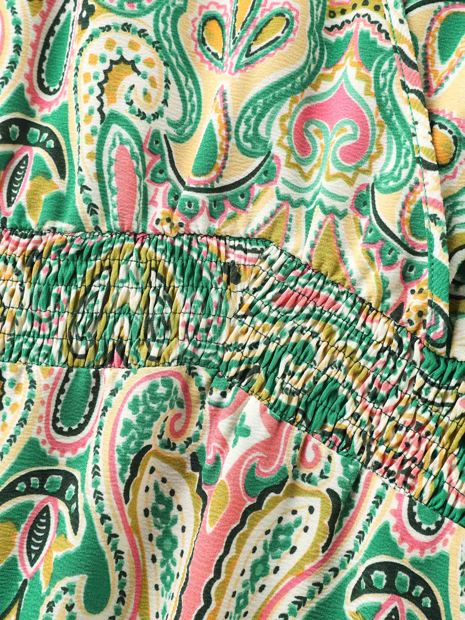 Paisley Print Shirred Pockets Midi Dress - Image 7
