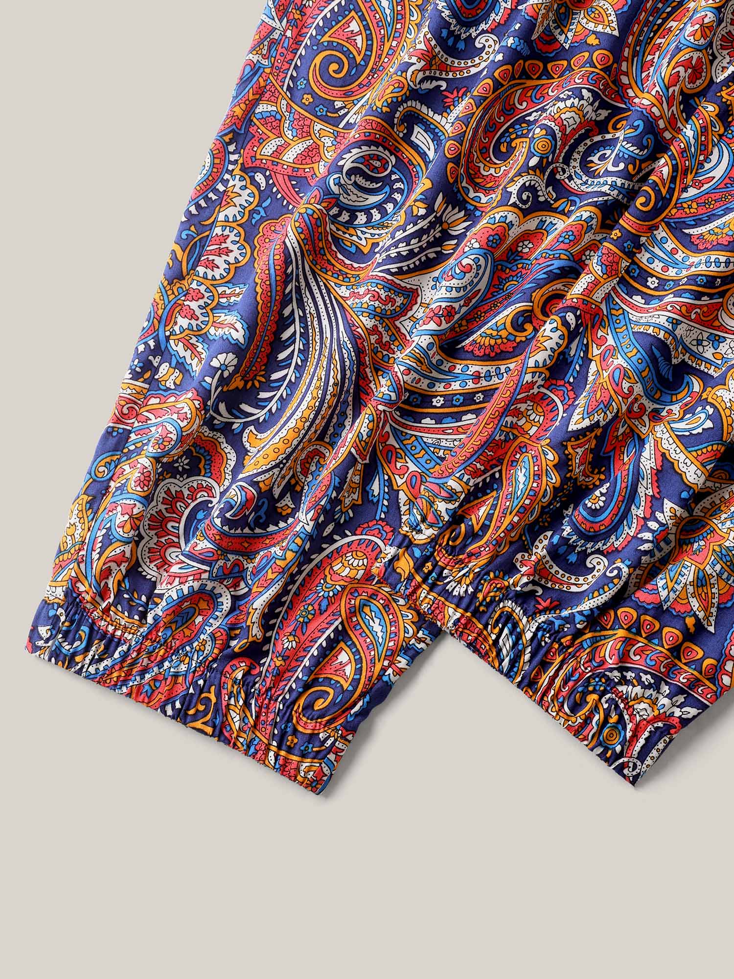 Paisley Print Shirred Waist Jogger Pants - Image 6