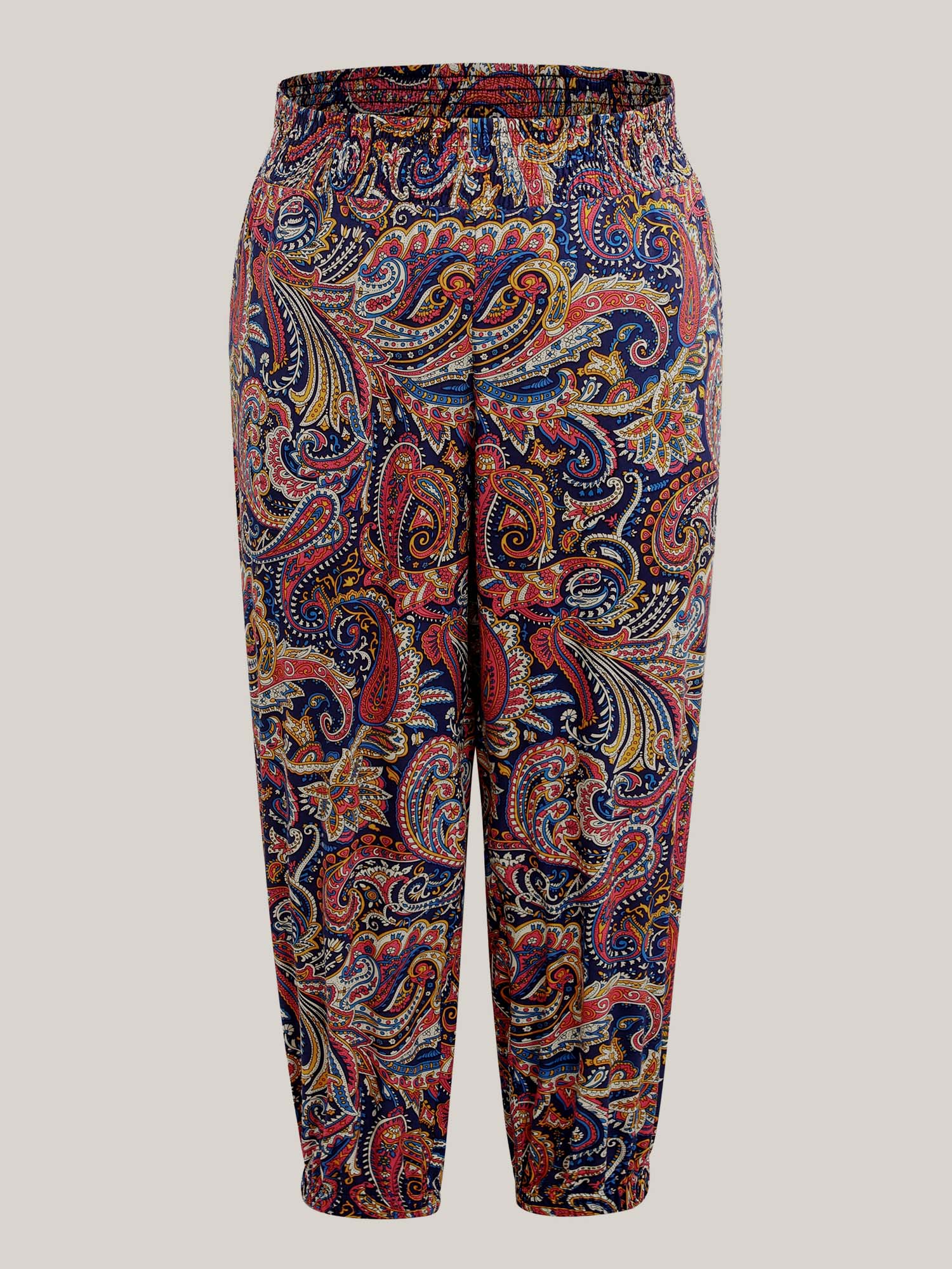 Paisley Print Shirred Waist Jogger Pants - Image 7
