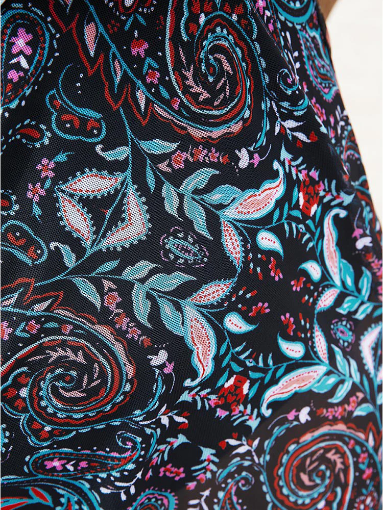 Paisley Print Split Ruffle Hem Swim Dress - Image 10