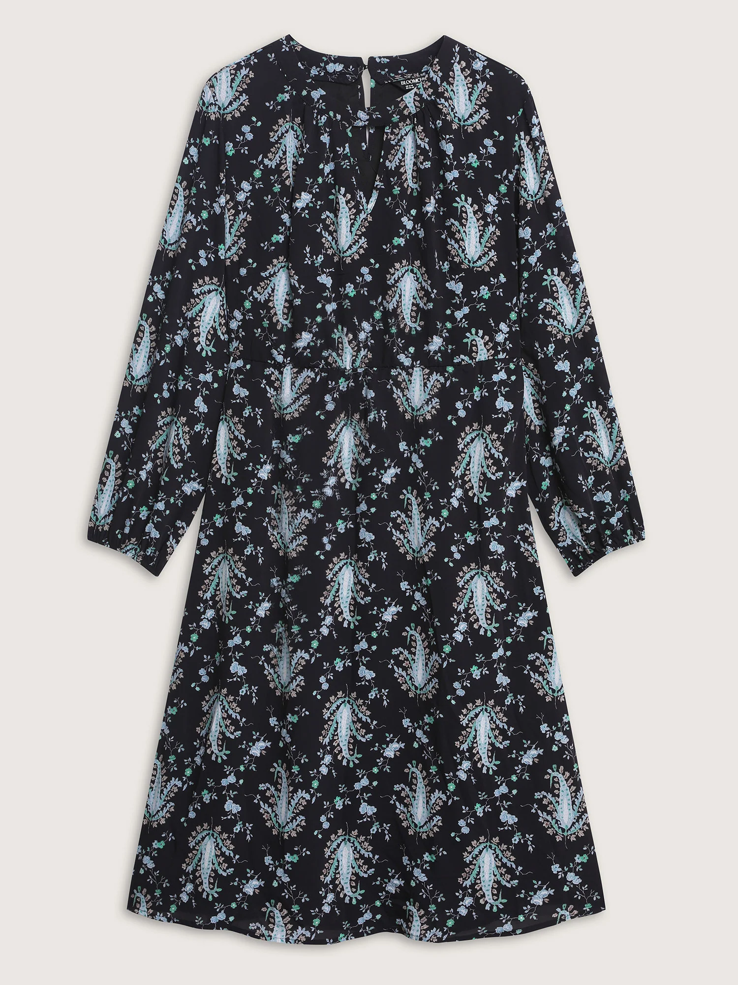 Paisley Print Stretchy Waist-Defining Midi Dress - Image 7