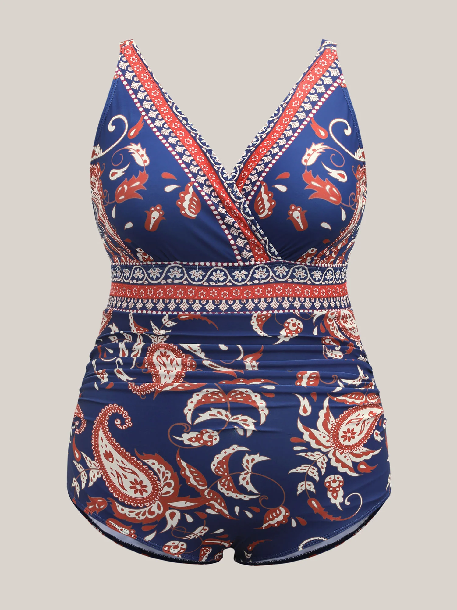 Paisley Print Surplice One-Piece Swimsuit - Image 8